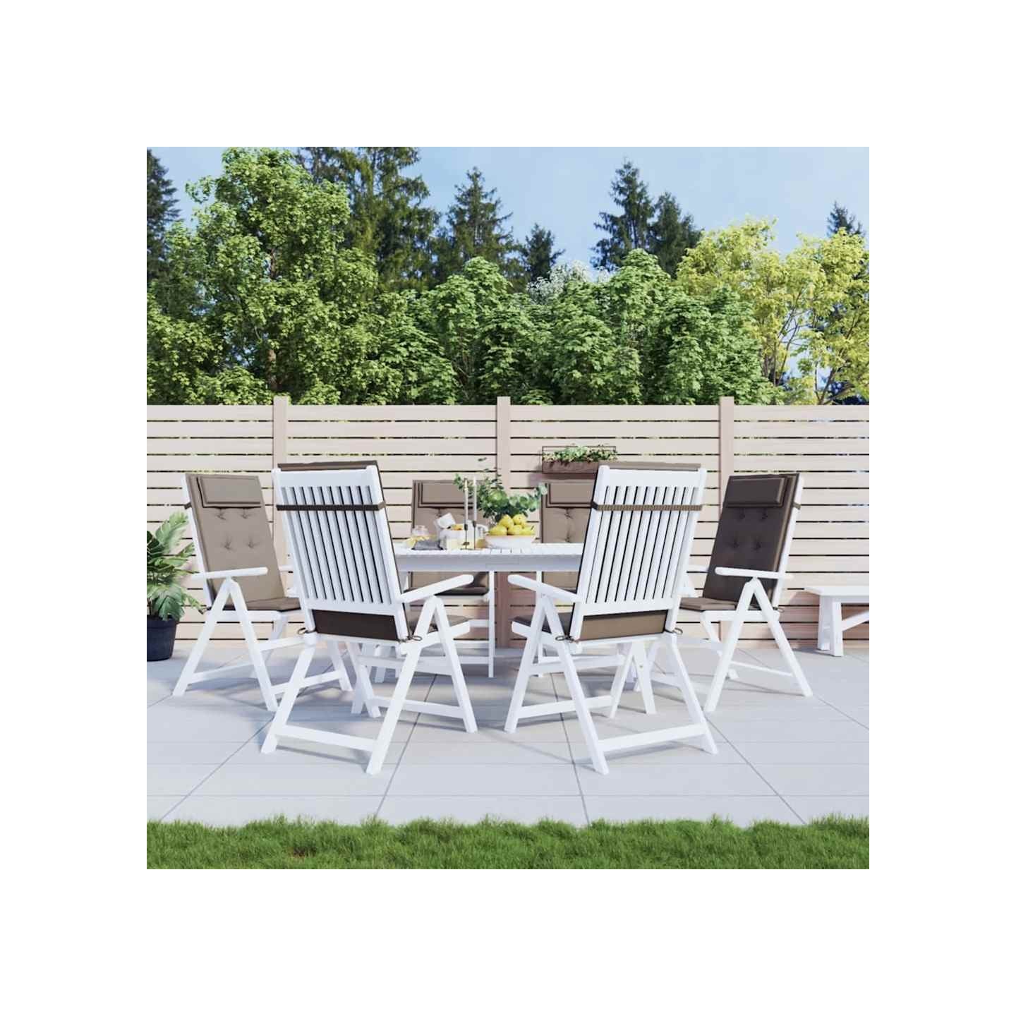 Coussins de chaise à dossier haut lot de 6 taupe tissu oxford