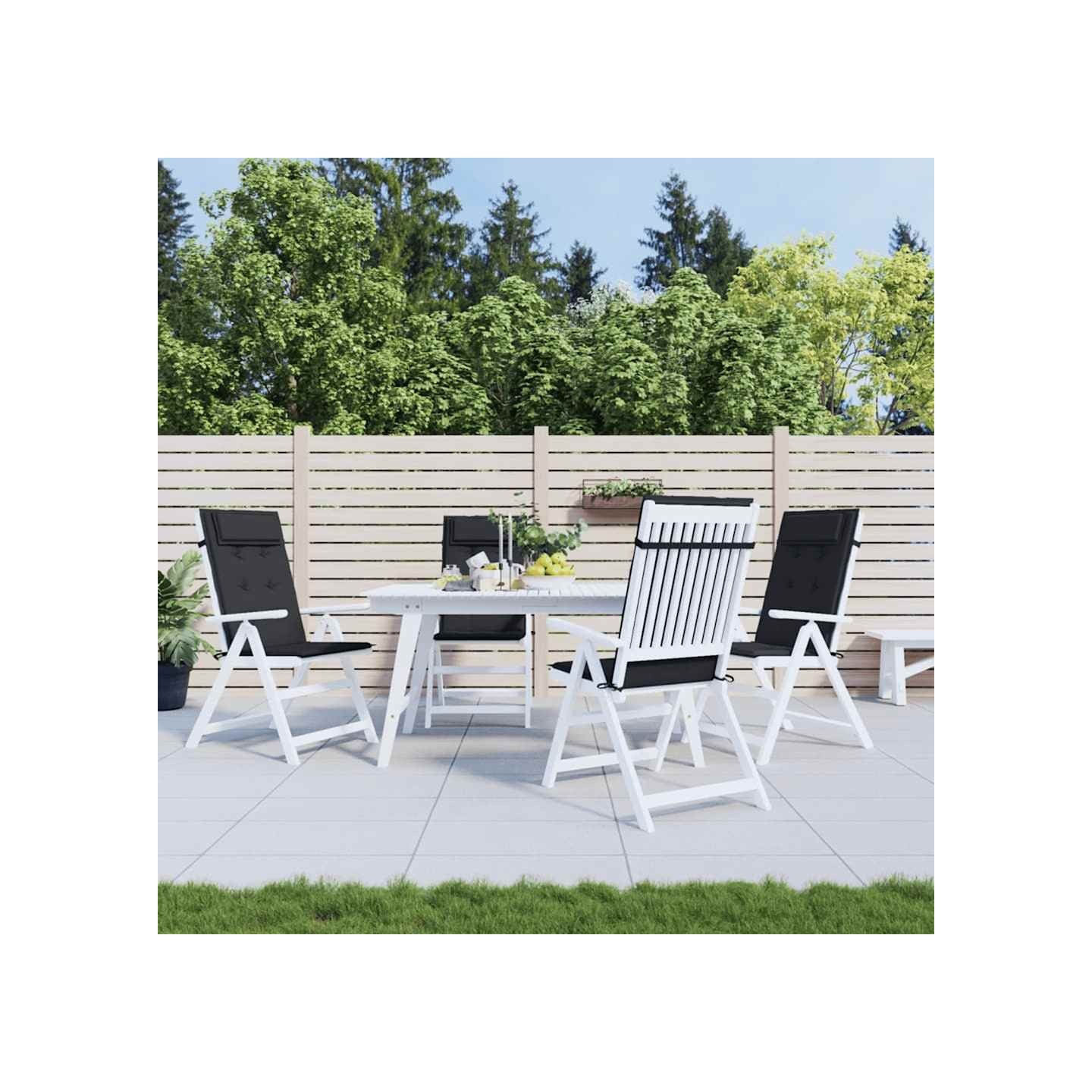 Coussins de chaise à dossier haut lot de 4 noir tissu oxford