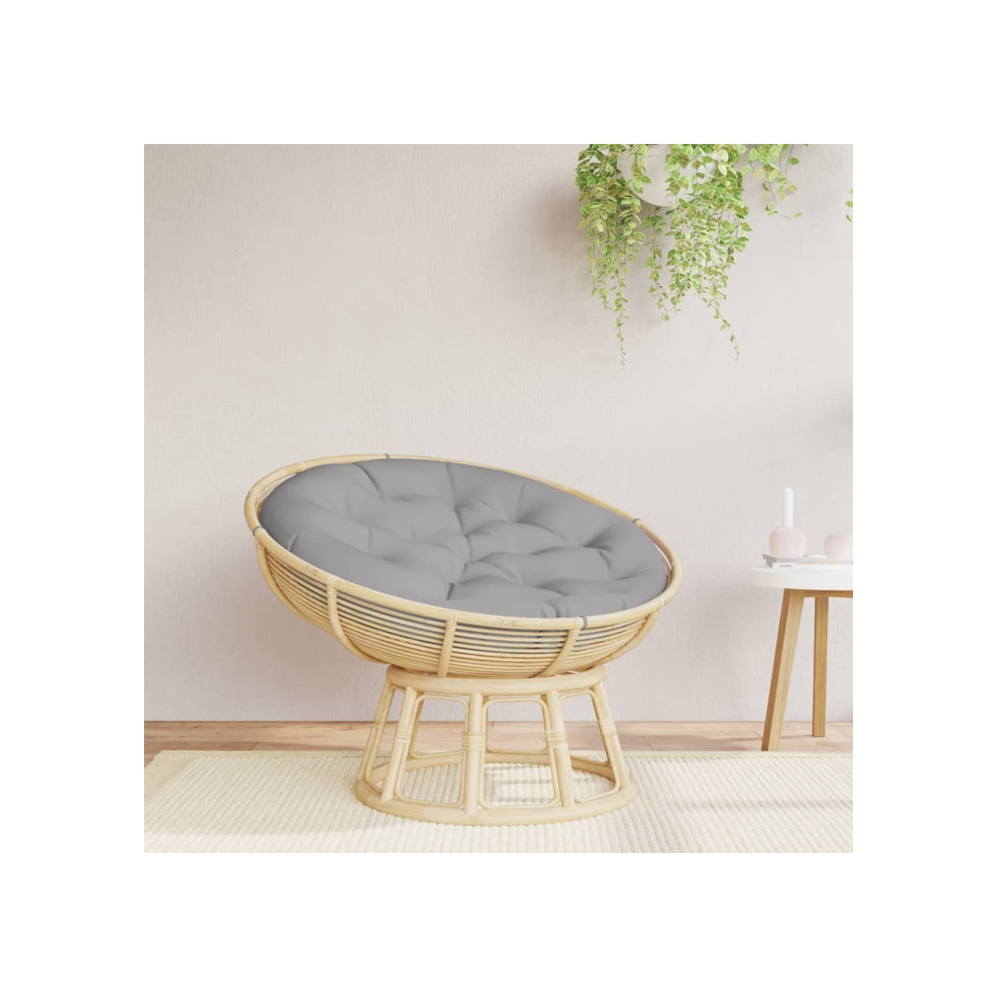 Coussin rond gris Ø 100 x11 cm tissu oxford