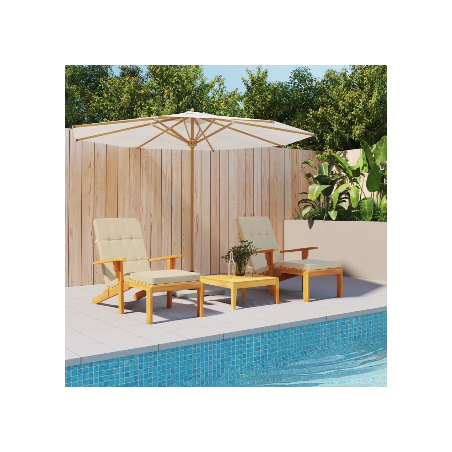 Coussins de chaise longue lot de 2 beige tissu oxford