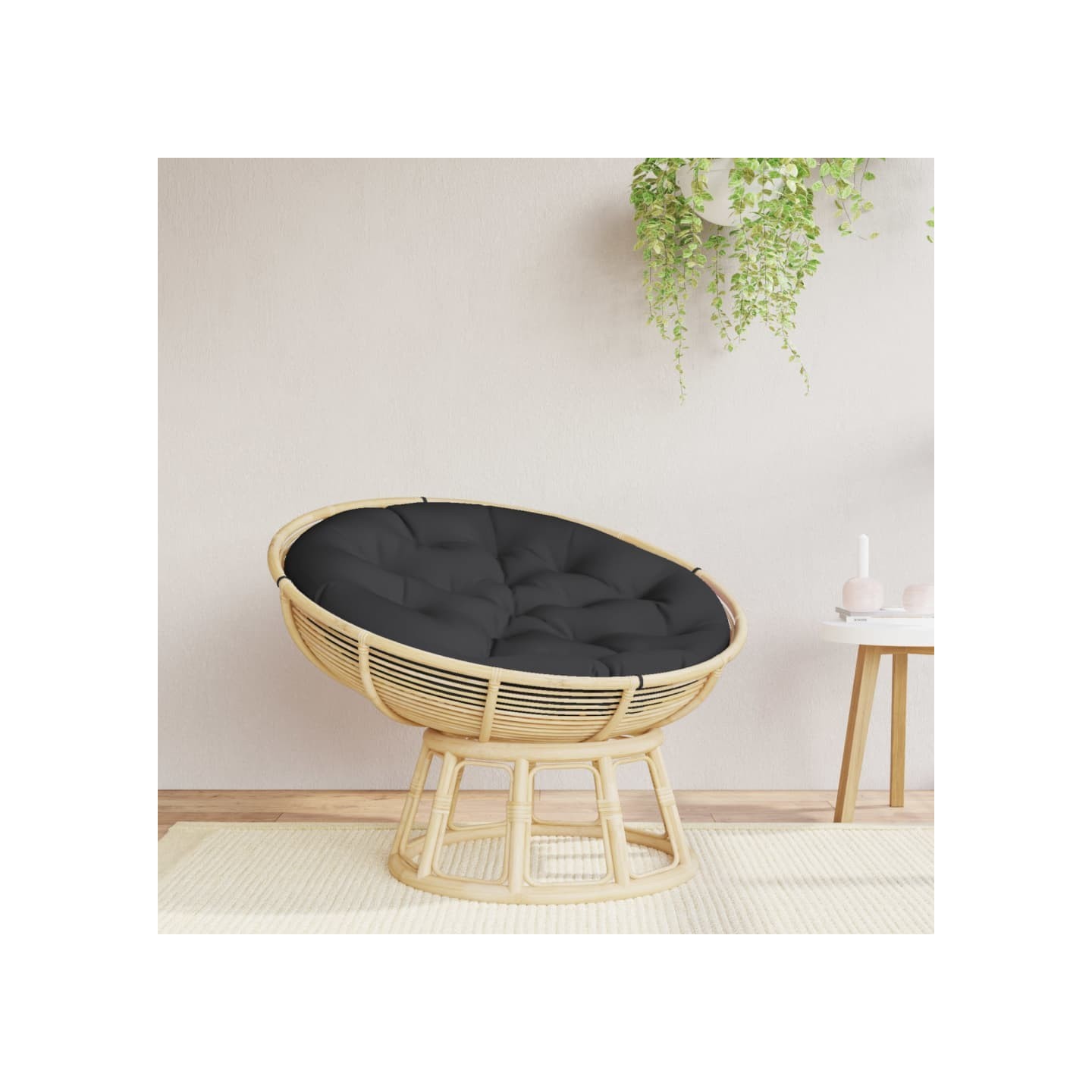 Coussin rond noir Ø 100 x11 cm tissu oxford