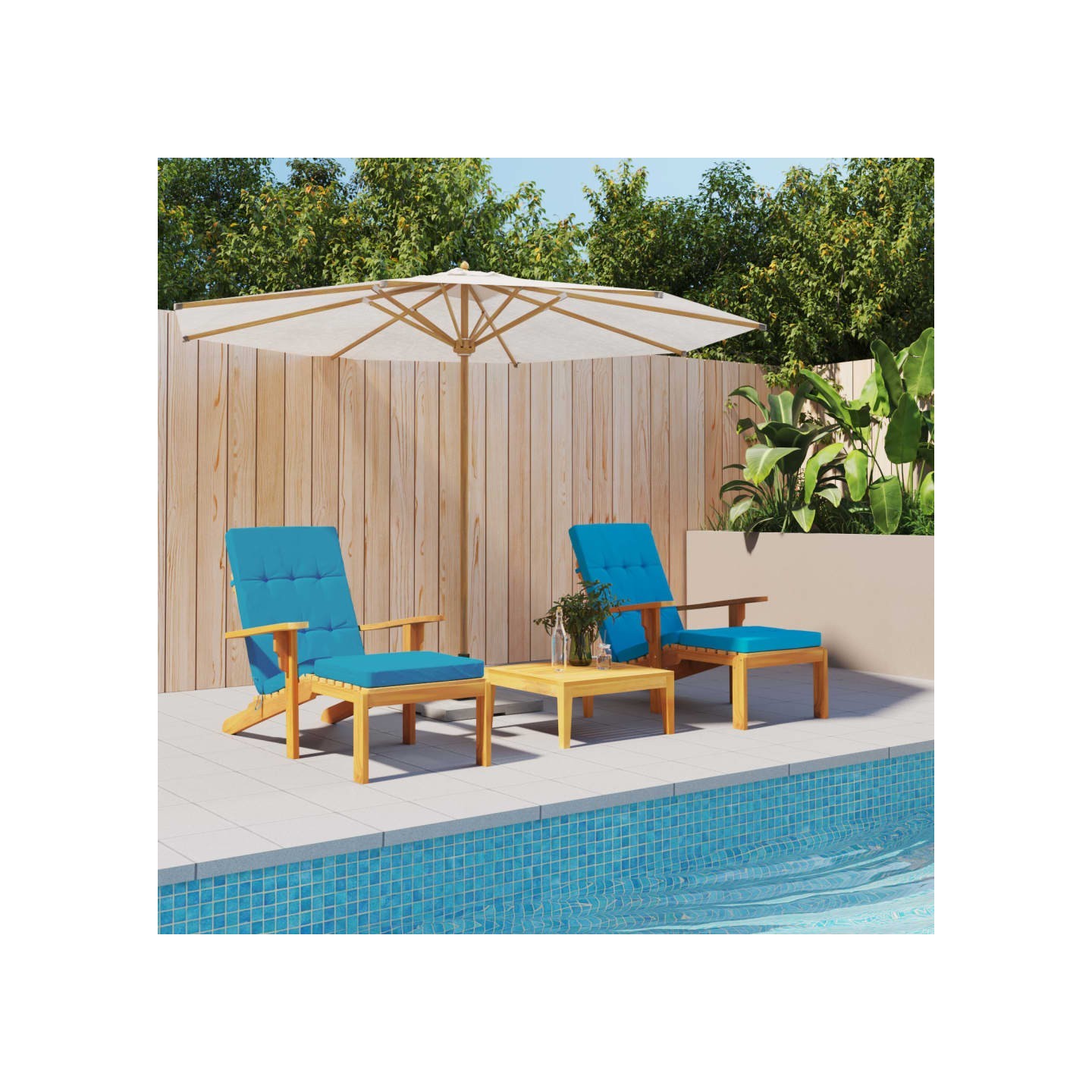 Coussins de chaise longue lot de 2 bleu clair tissu oxford