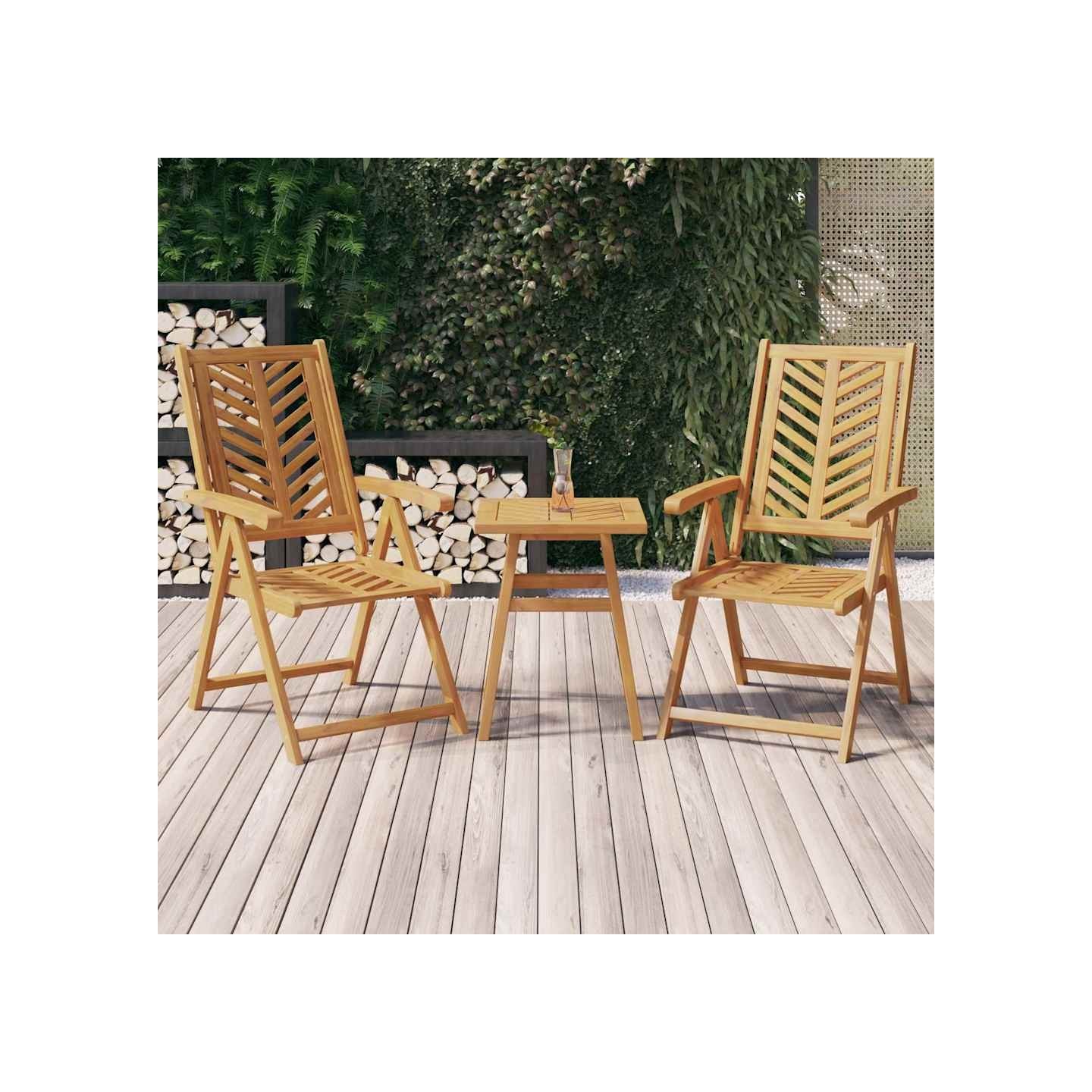 Chaises de jardin inclinables lot de 2 bois massif d'acacia