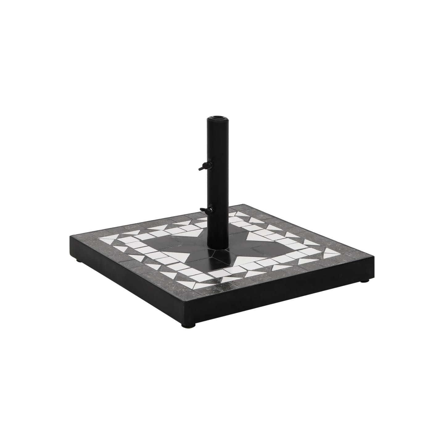 Base de parasol noir et blanc carré 12 kg