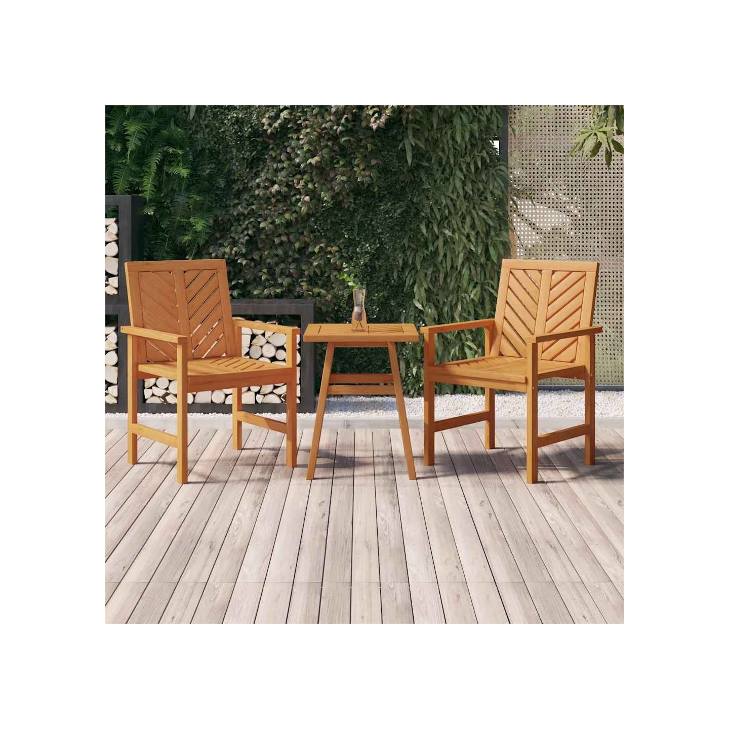 Chaises à manger de jardin lot de 2 bois massif d'acacia