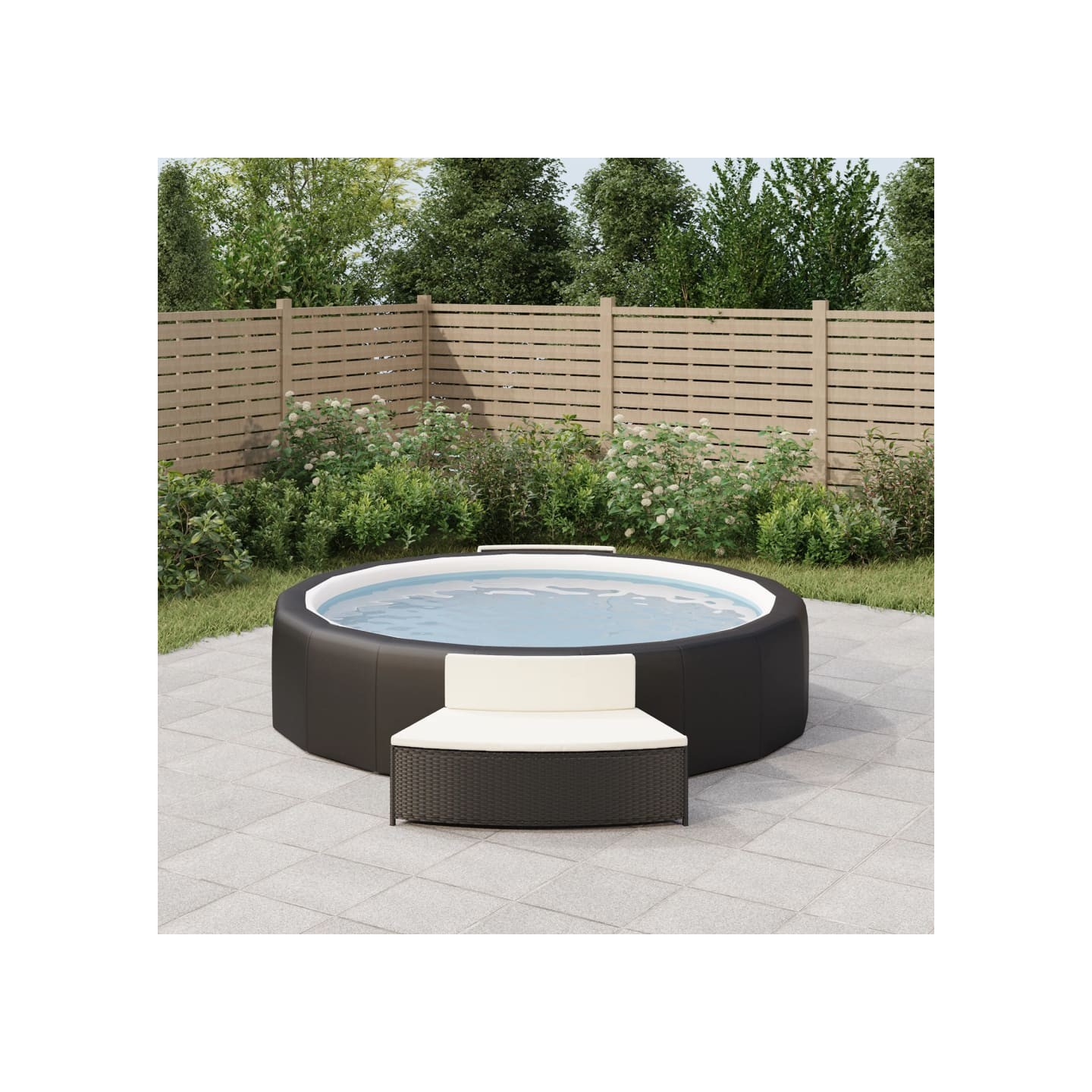 Bancs de spa avec coussins lot de 2 noir résine tressée