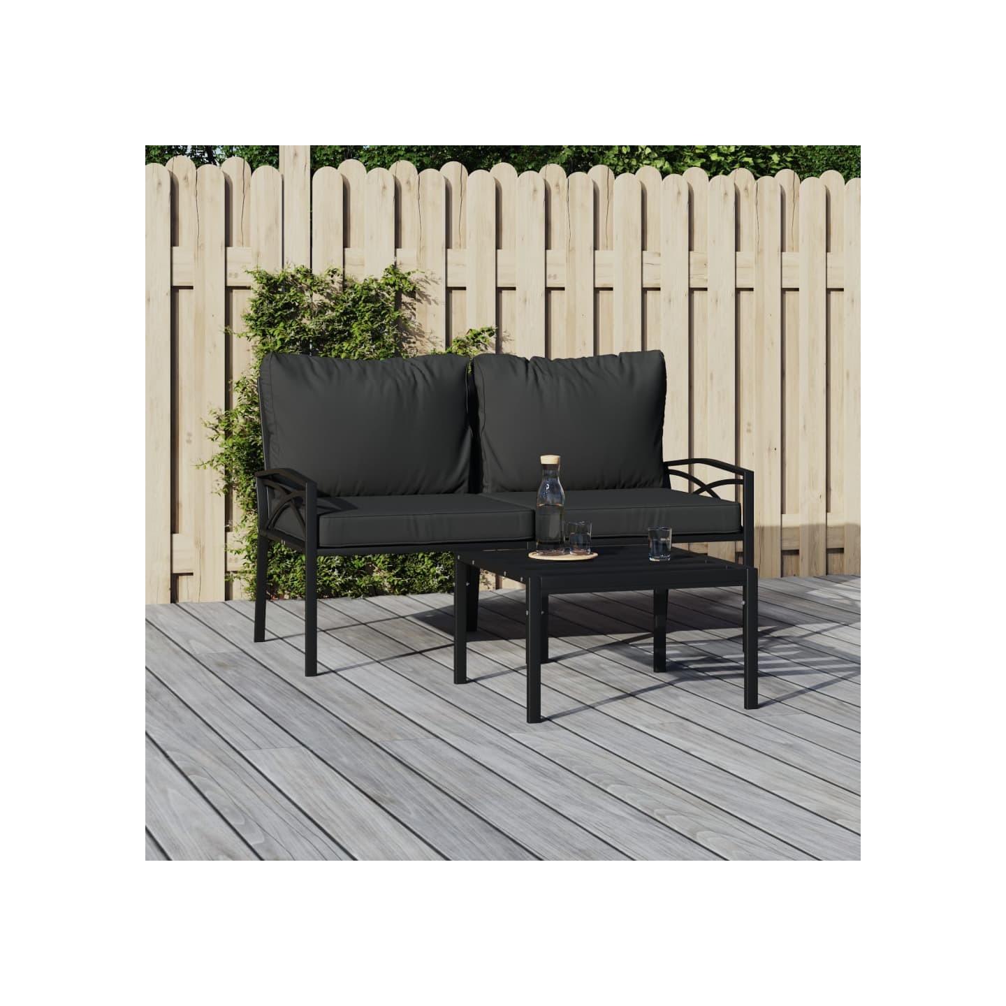 Chaises de jardin avec coussins gris lot de 2 62x75x79 cm acier