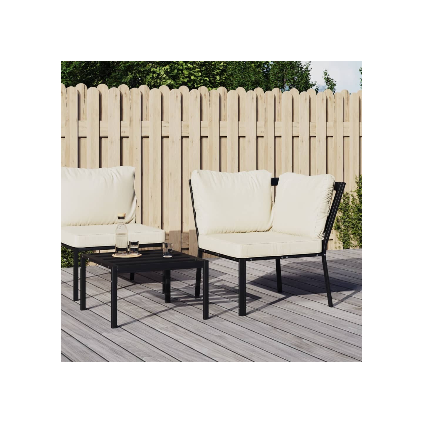 Chaise de jardin avec coussins sable 76x76x79 cm acier