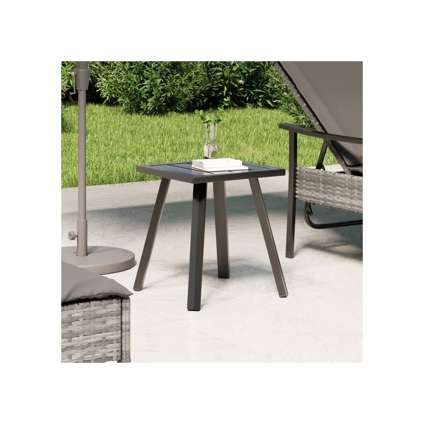 Table de jardin anthracite 34x34x38 cm acier