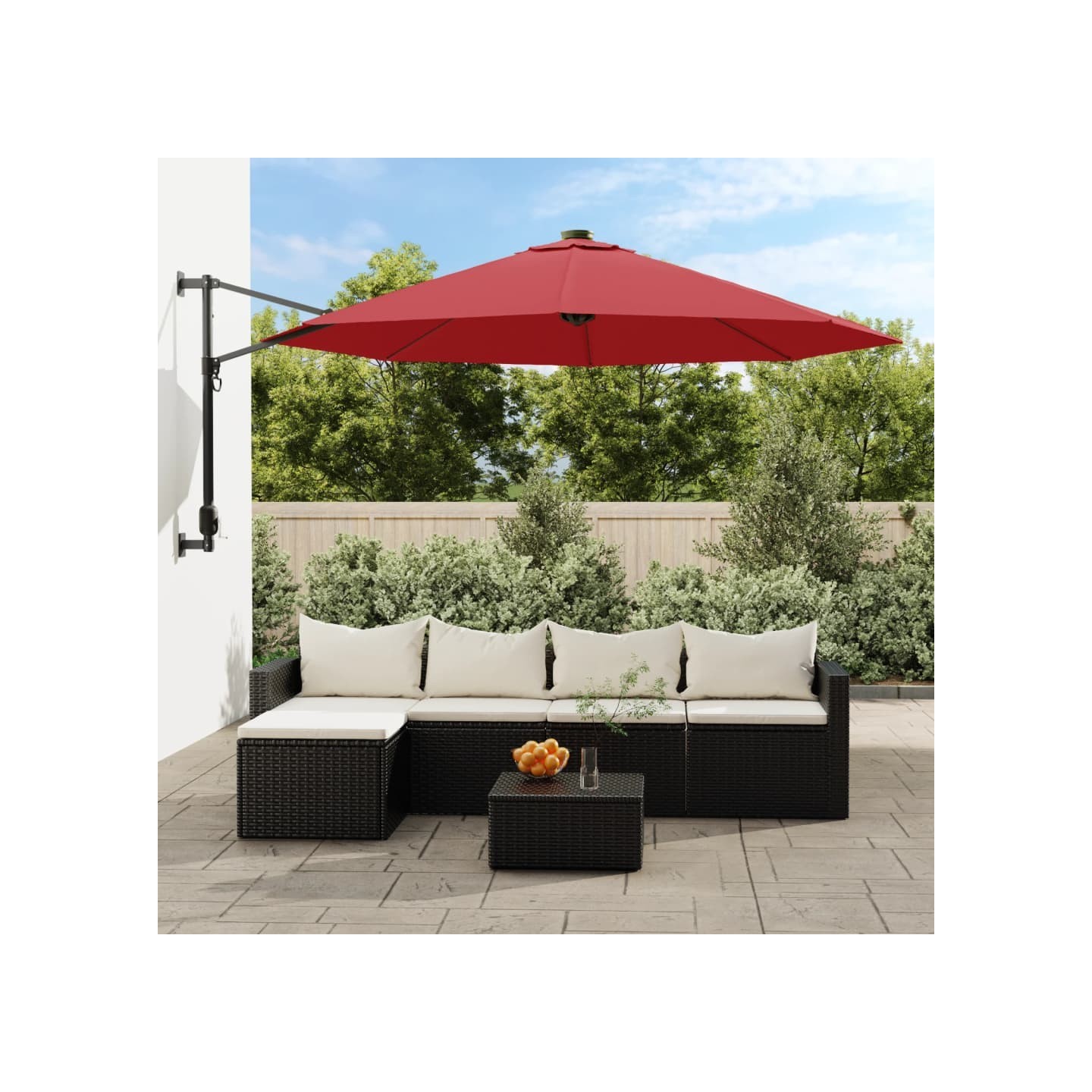 Parasol mural rouge vif 290 cm