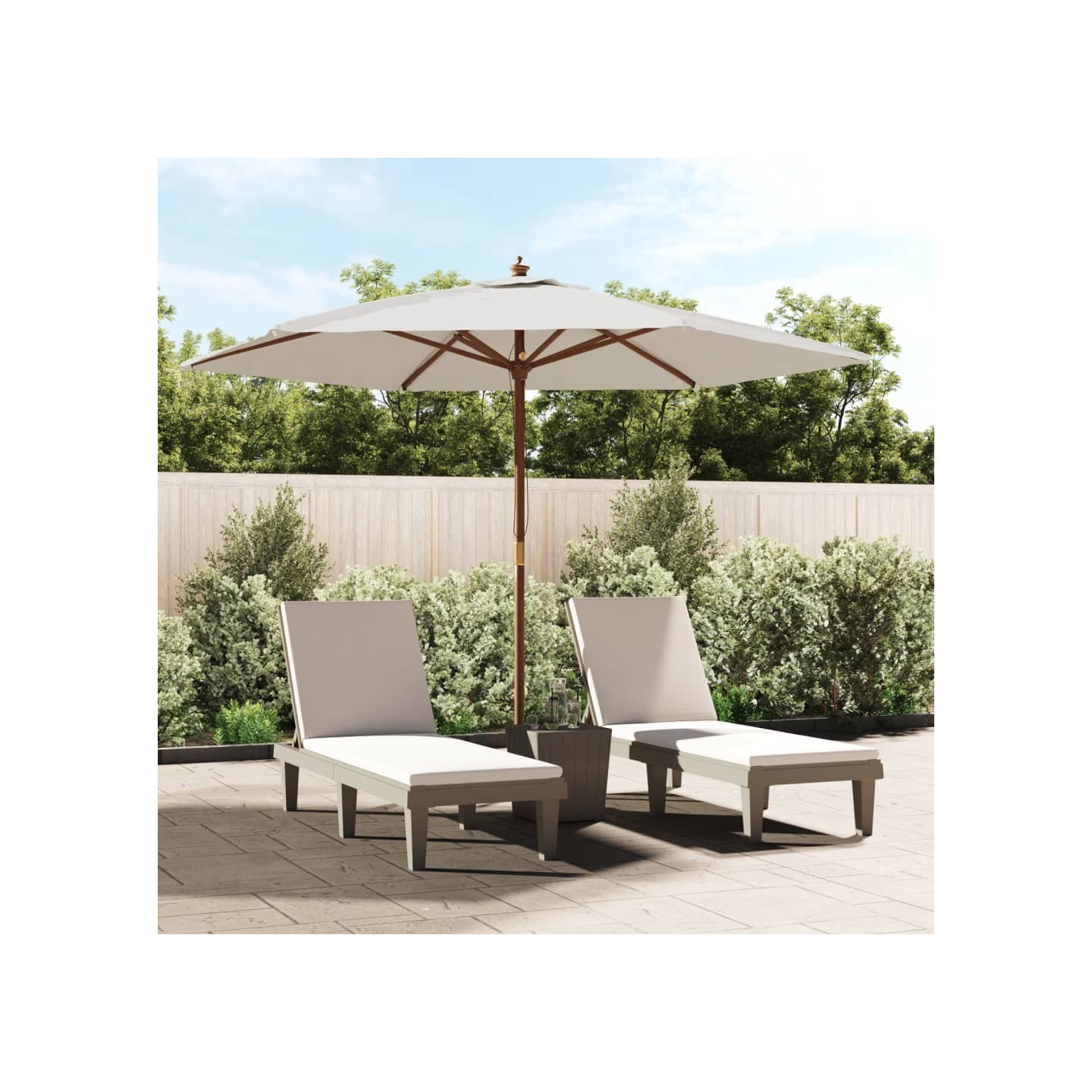 Parasol de jardin avec mât en bois sable 299x240 cm