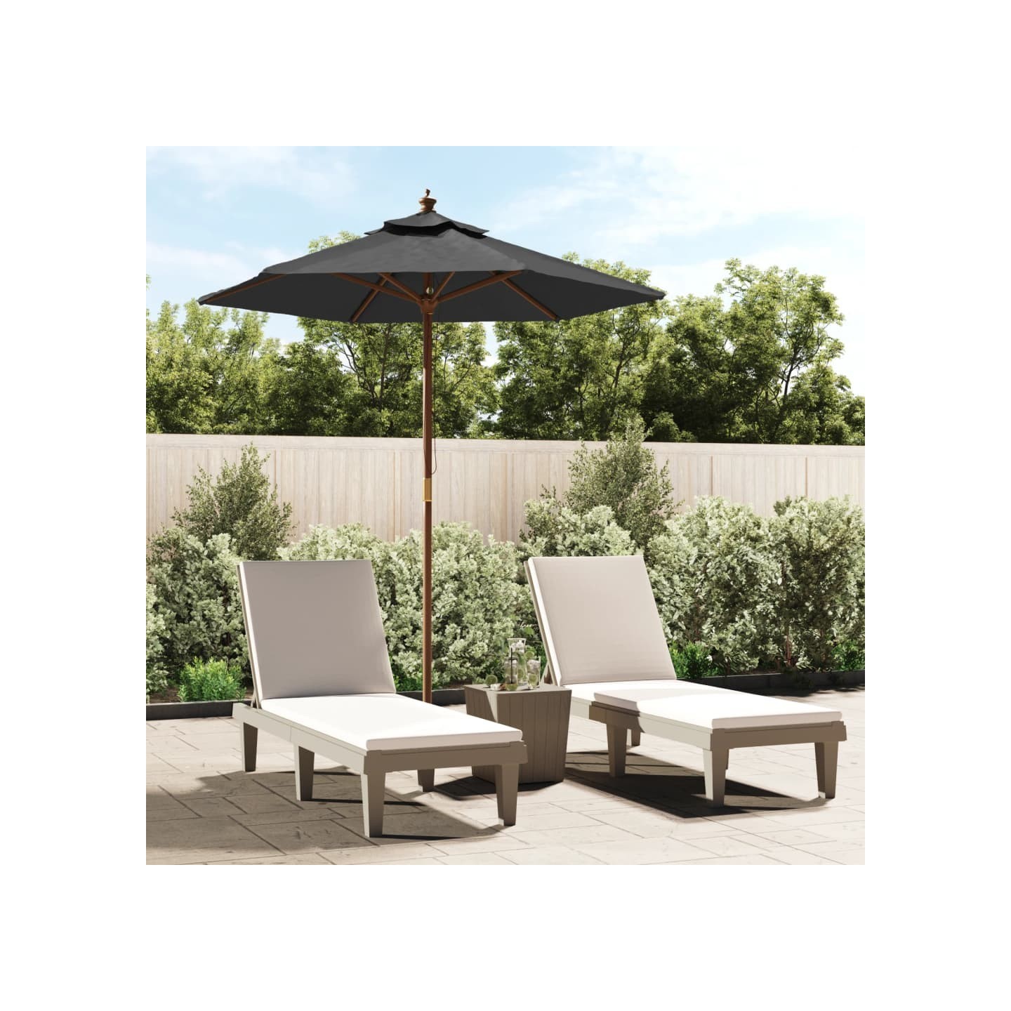 Parasol de jardin avec mât en bois anthracite 196x231 cm