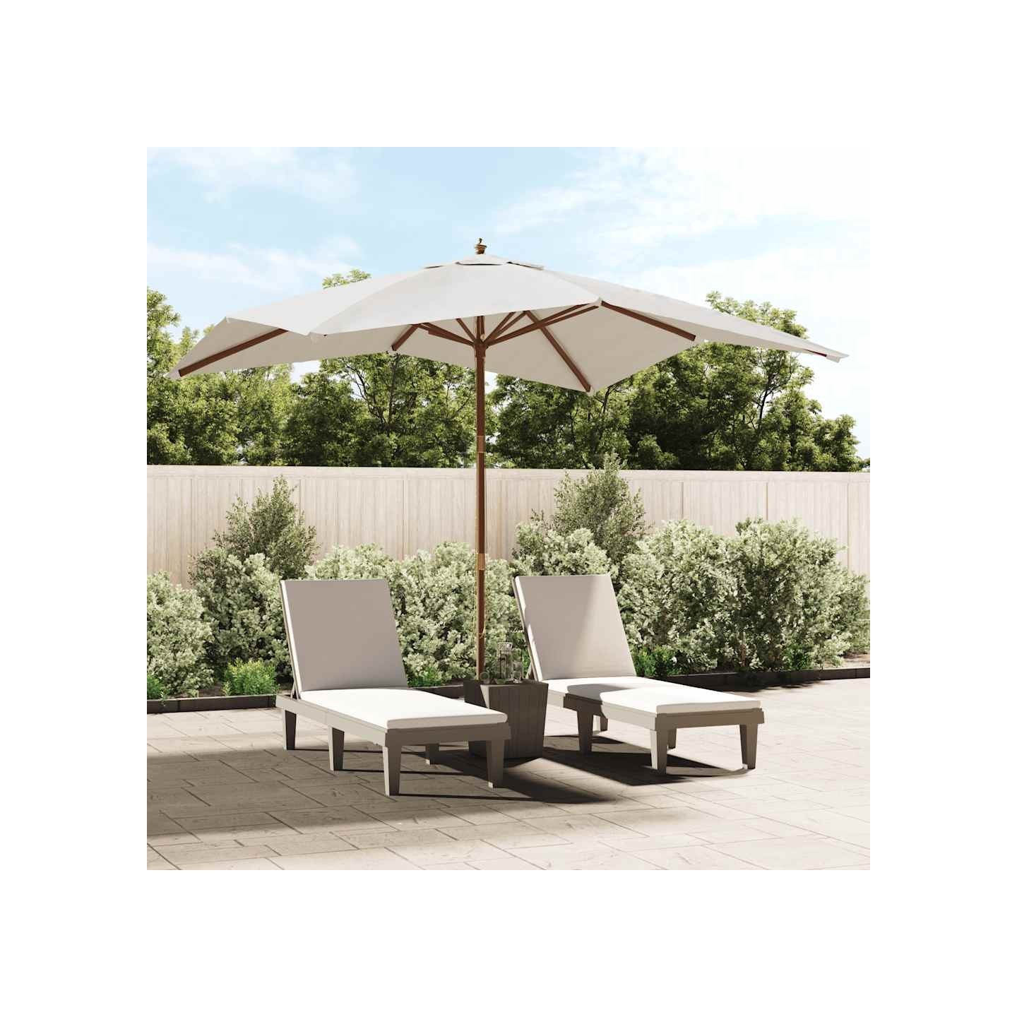 Parasol de jardin avec mât en bois sable 300x300x273 cm
