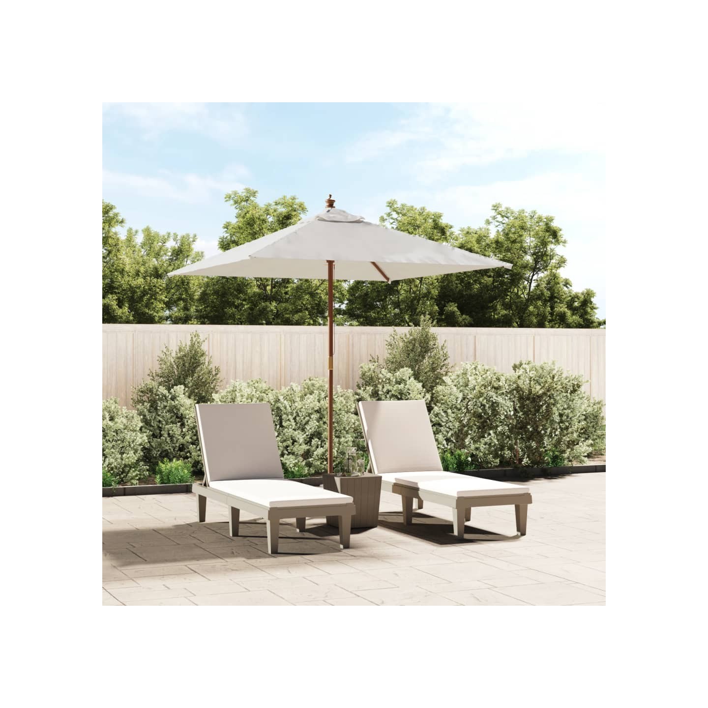 Parasol de jardin avec mât en bois sable 198x198x231 cm