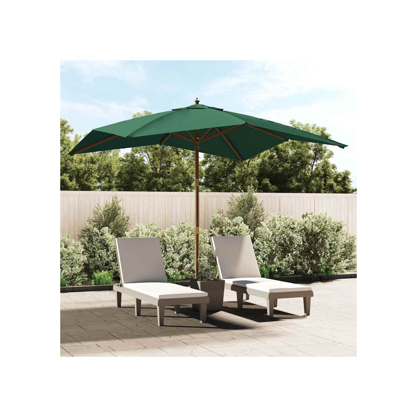 Parasol de jardin avec mât en bois vert 300x300x273 cm