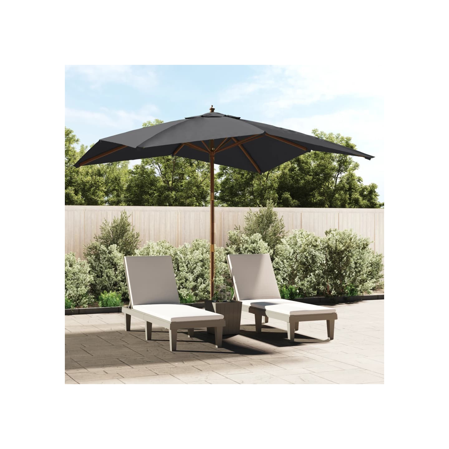 Parasol de jardin avec mât en bois noir 300x300x273 cm
