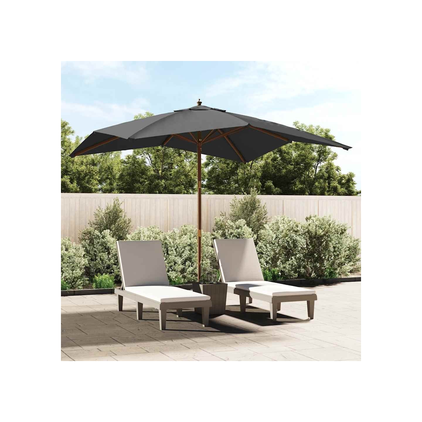 Parasol de jardin avec mât en bois anthracite 300x300x273 cm