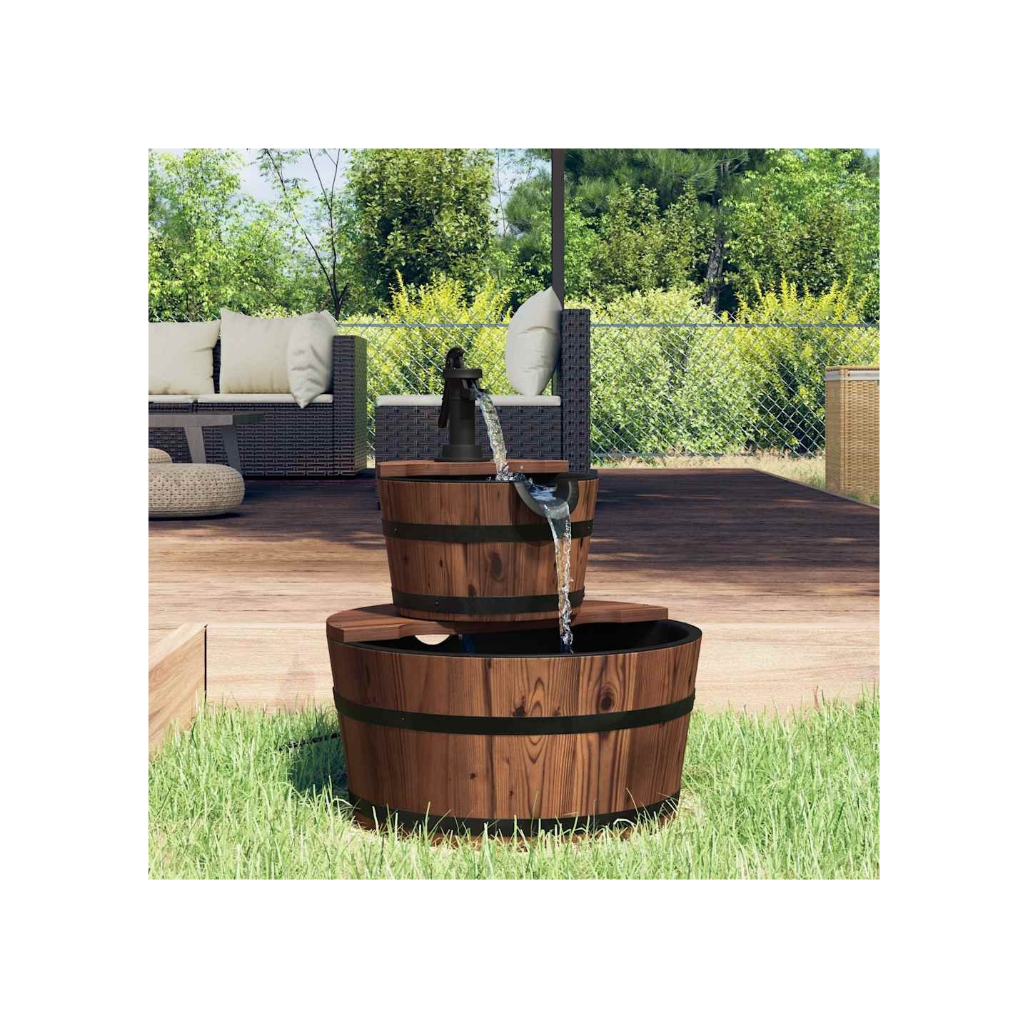 Fontaine à eau avec pompe 44,5x44,5x58 cm Bois de sapin massif