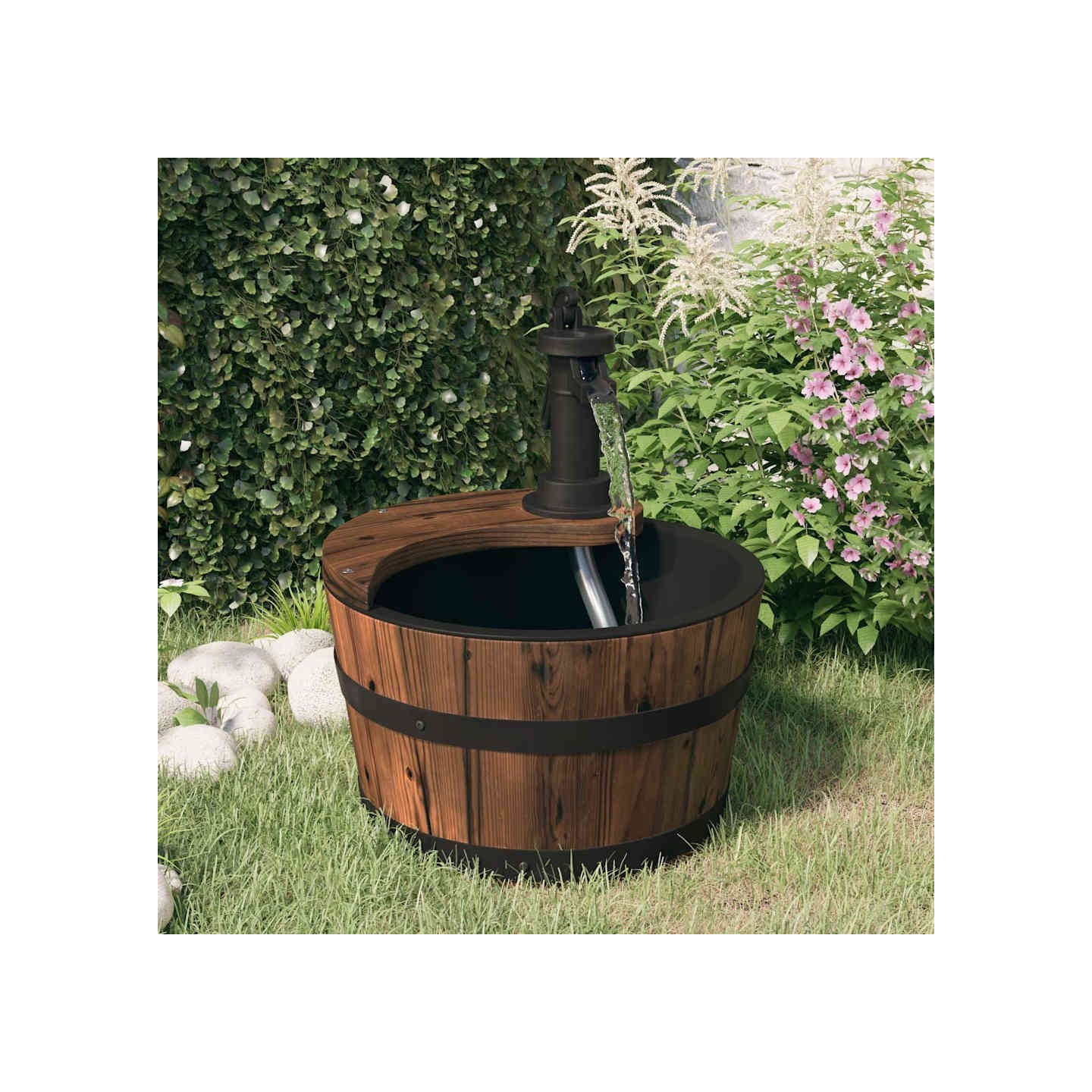 Fontaine à eau avec pompe 28x28x34,5 cm Bois de sapin massif