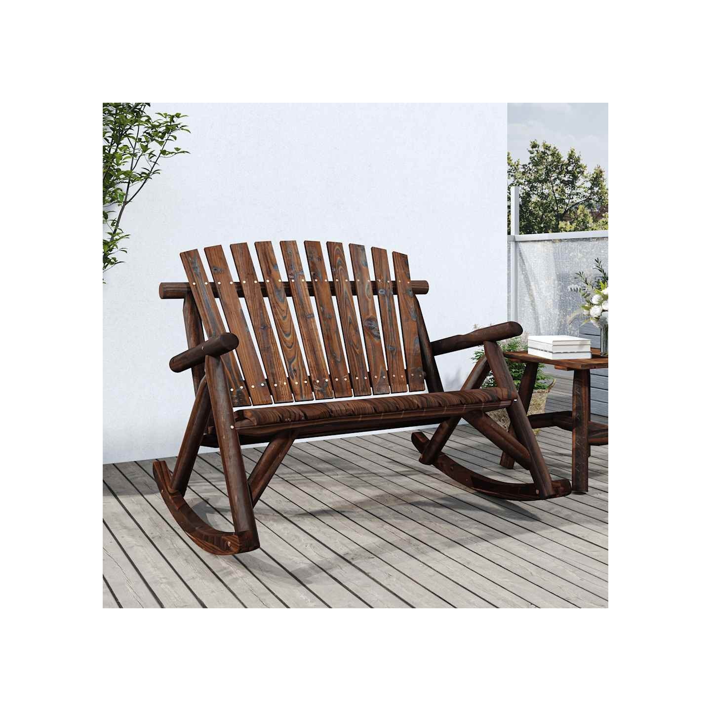 Banc à bascule jardin 2 places 123x96x102 cm bois massif épicéa