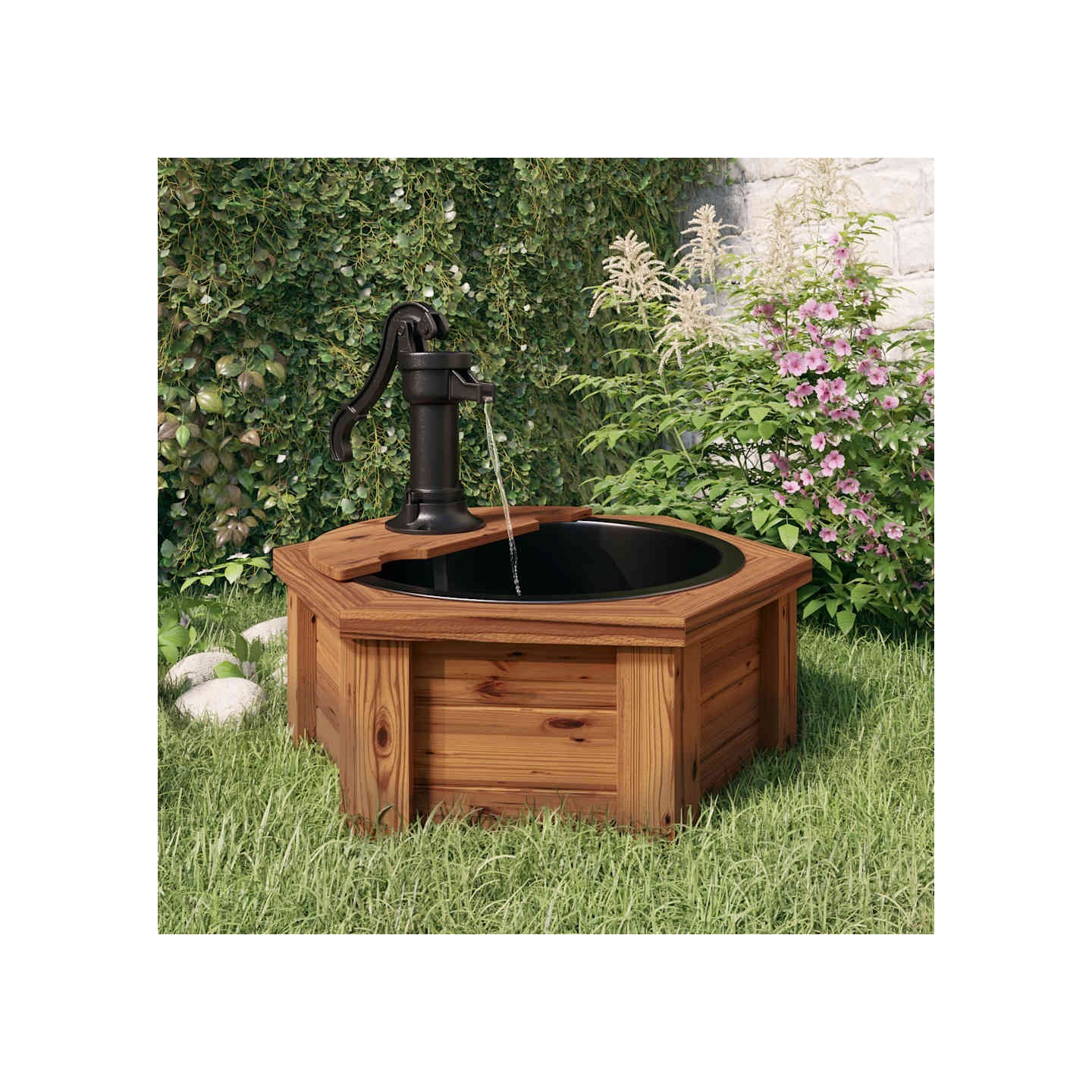 Fontaine à eau avec pompe 57x57x53 cm Bois de sapin massif