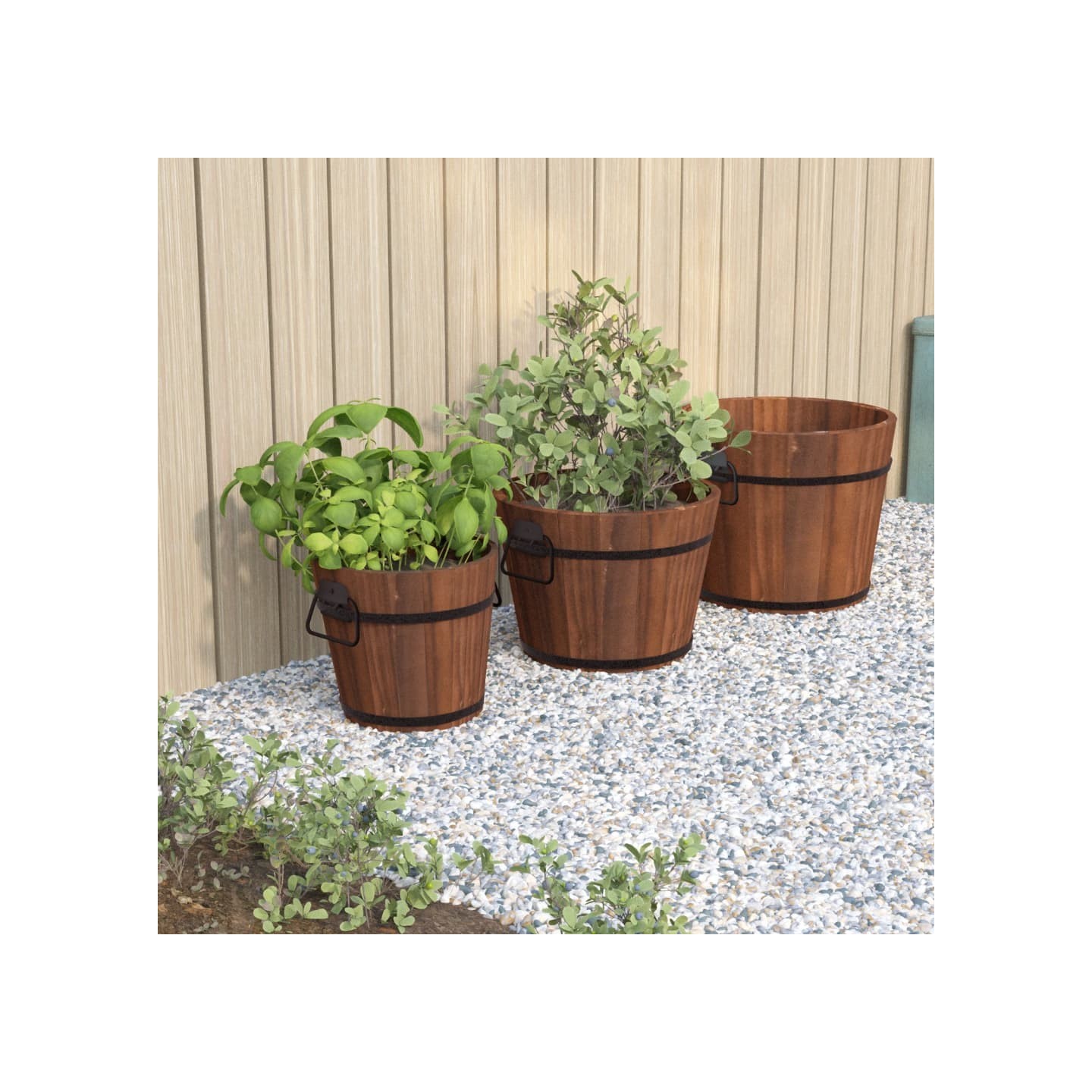 Ensemble de jardinière godet 3 pcs bois massif de sapin