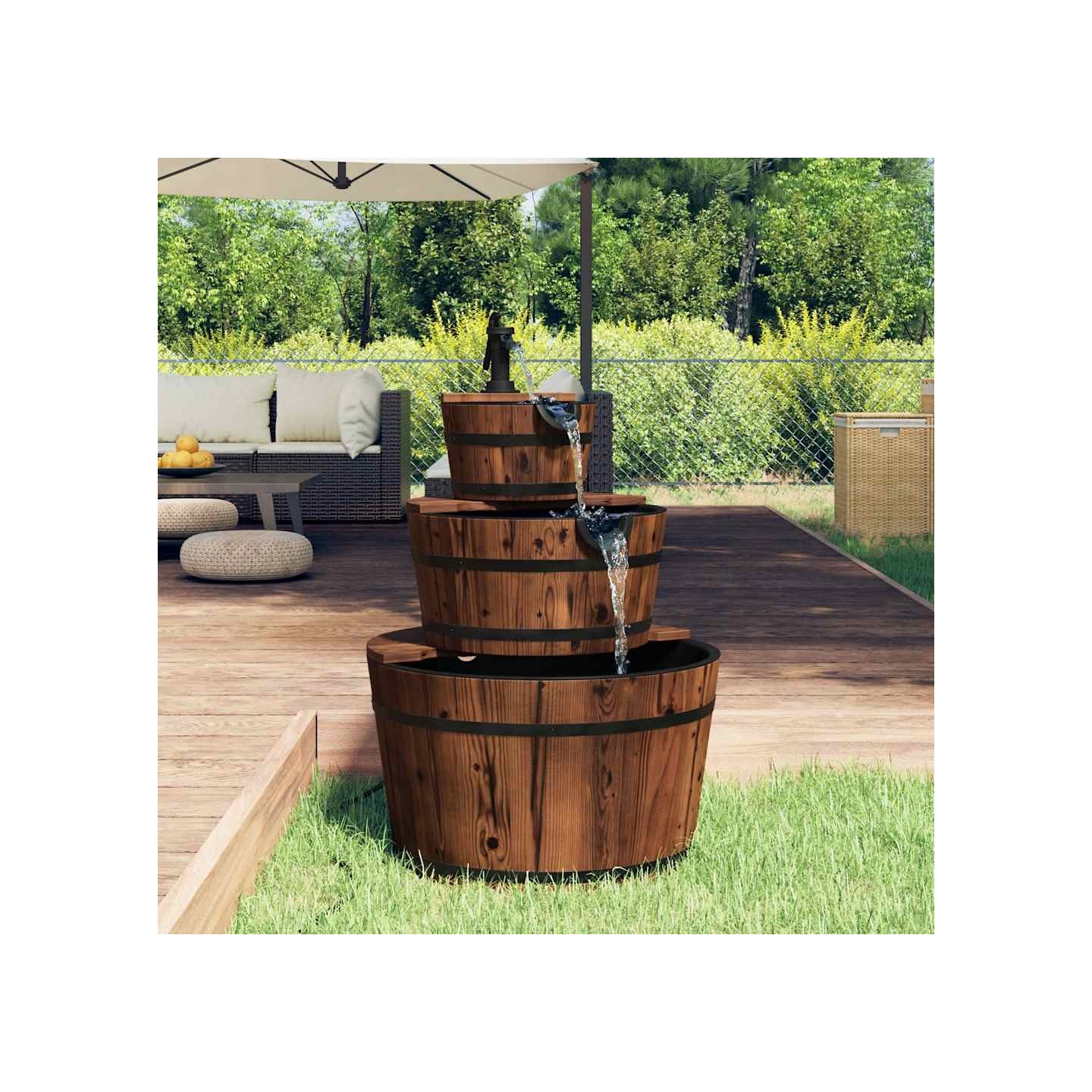 Fontaine à eau avec pompe 60x60x94 cm Bois de sapin massif