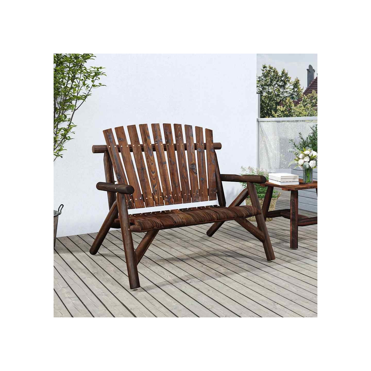 Banc de jardin à 2 places 119x85x98 cm bois massif d'épicéa