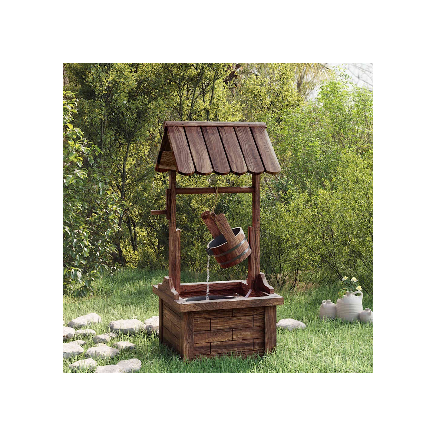 Puits à souhait avec pompe 57x50x112 cm bois de sapin massif