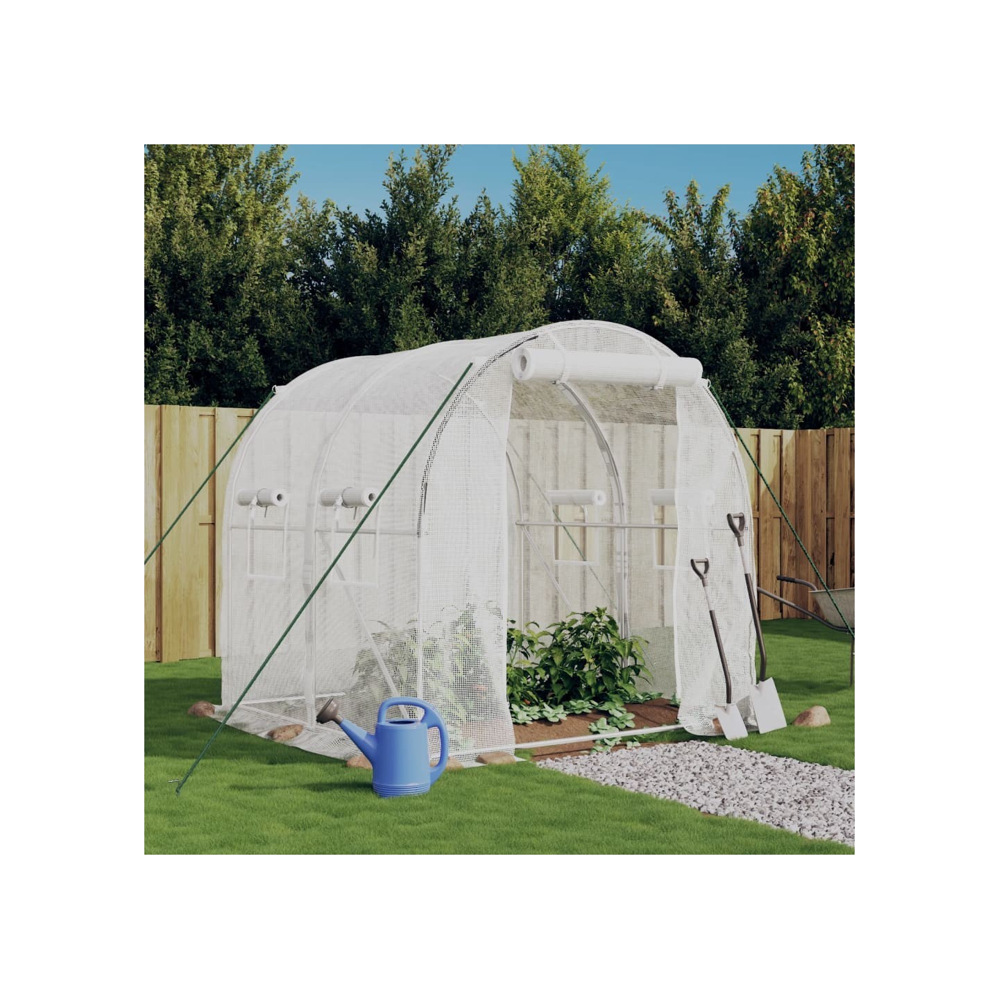 Serre avec cadre en acier blanc 4 m² 2x2x2 m