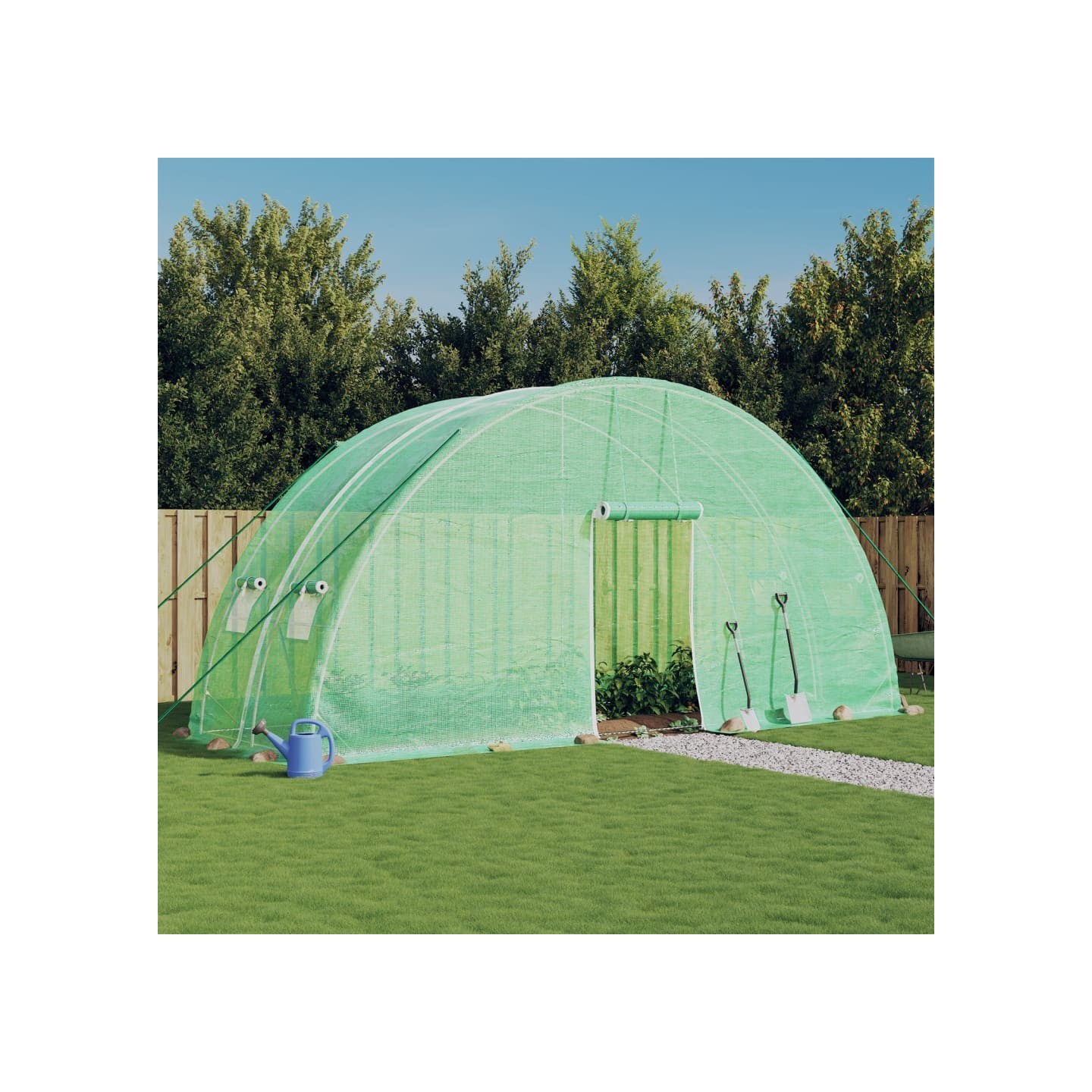 Serre avec cadre en acier vert 12 m² 6x2x2,85 m