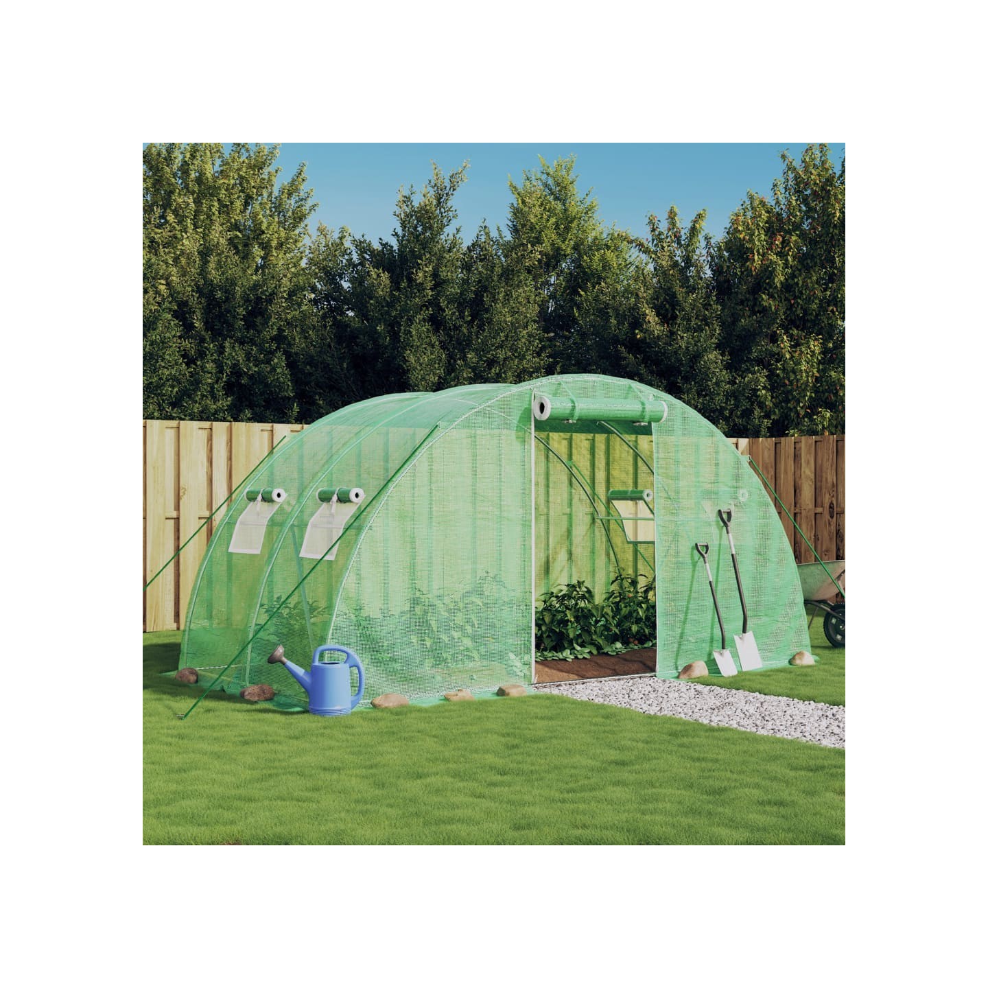Serre avec cadre en acier vert 8 m² 4x2x2 m