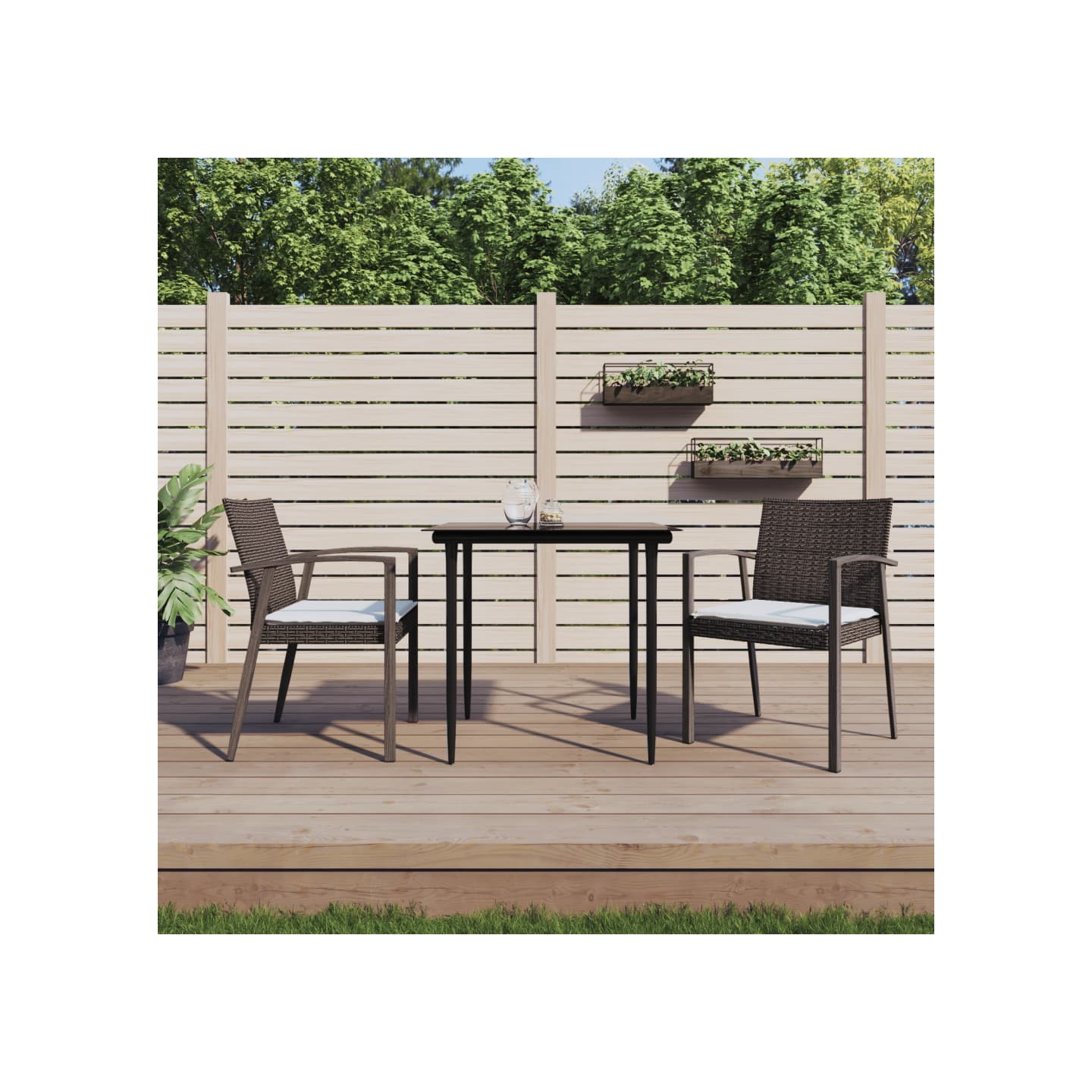 Chaises de jardin coussins lot de 2 marron 56,5x57x83 cm rotin