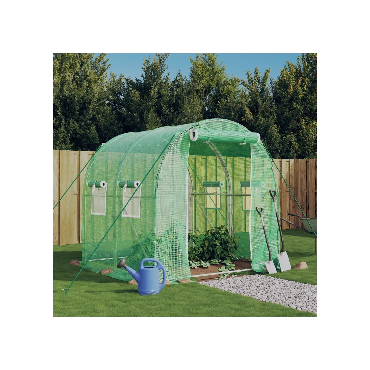 Serre avec cadre en acier vert 4 m² 2x2x2 m