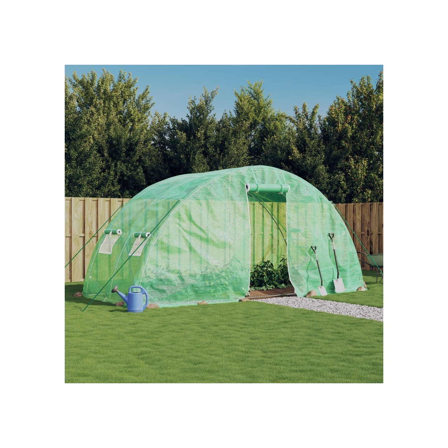 Serre avec cadre en acier vert 10 m² 5x2x2,3 m
