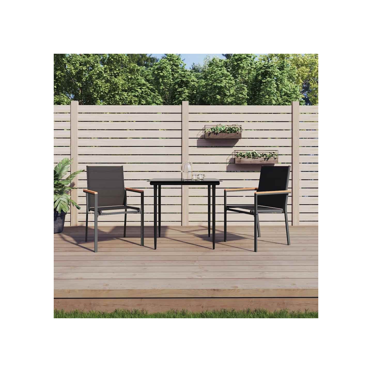 Chaises de jardin lot de 2 noir 55x61,5x90cm textilène et acier