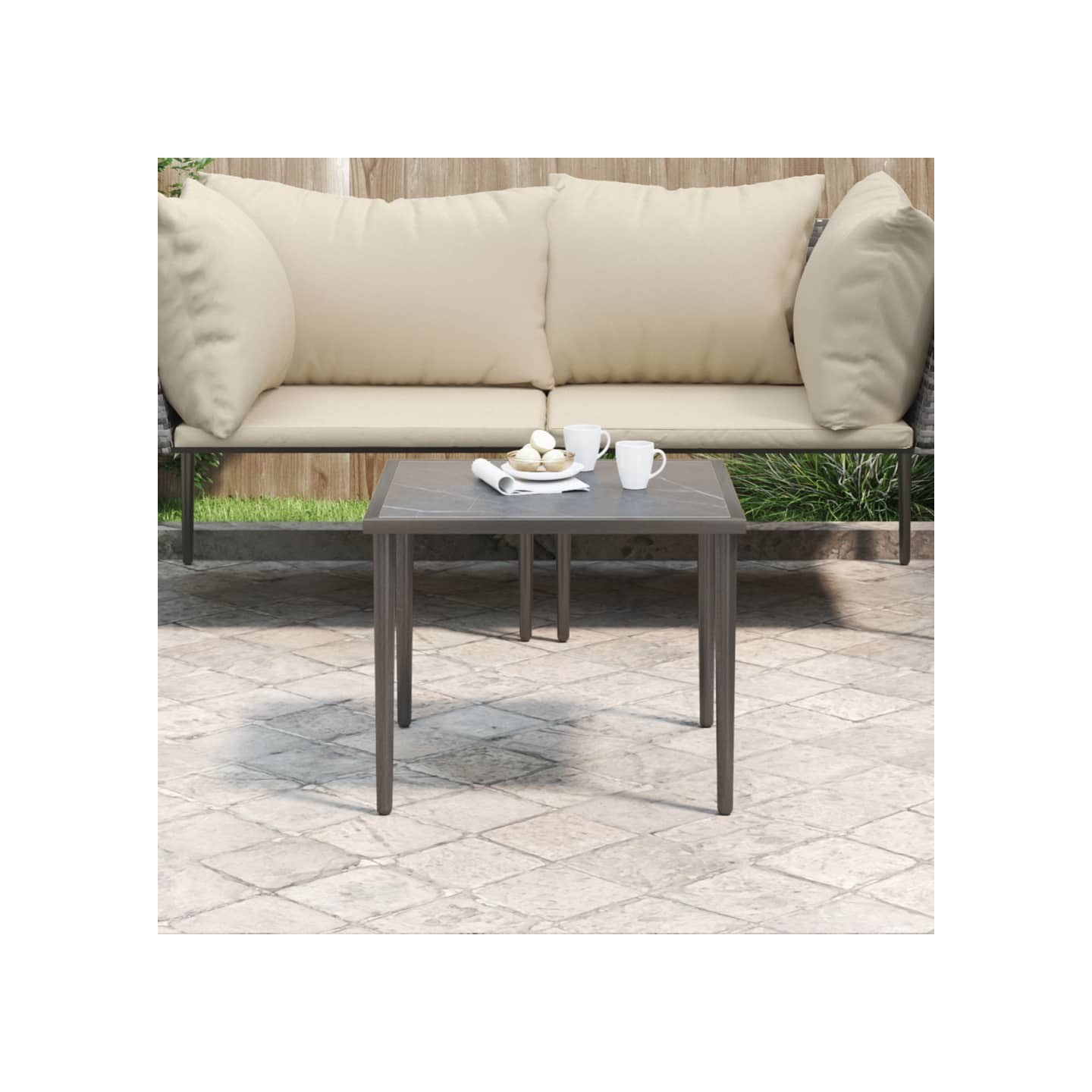 Table de jardin gris 48x48x37 cm acier