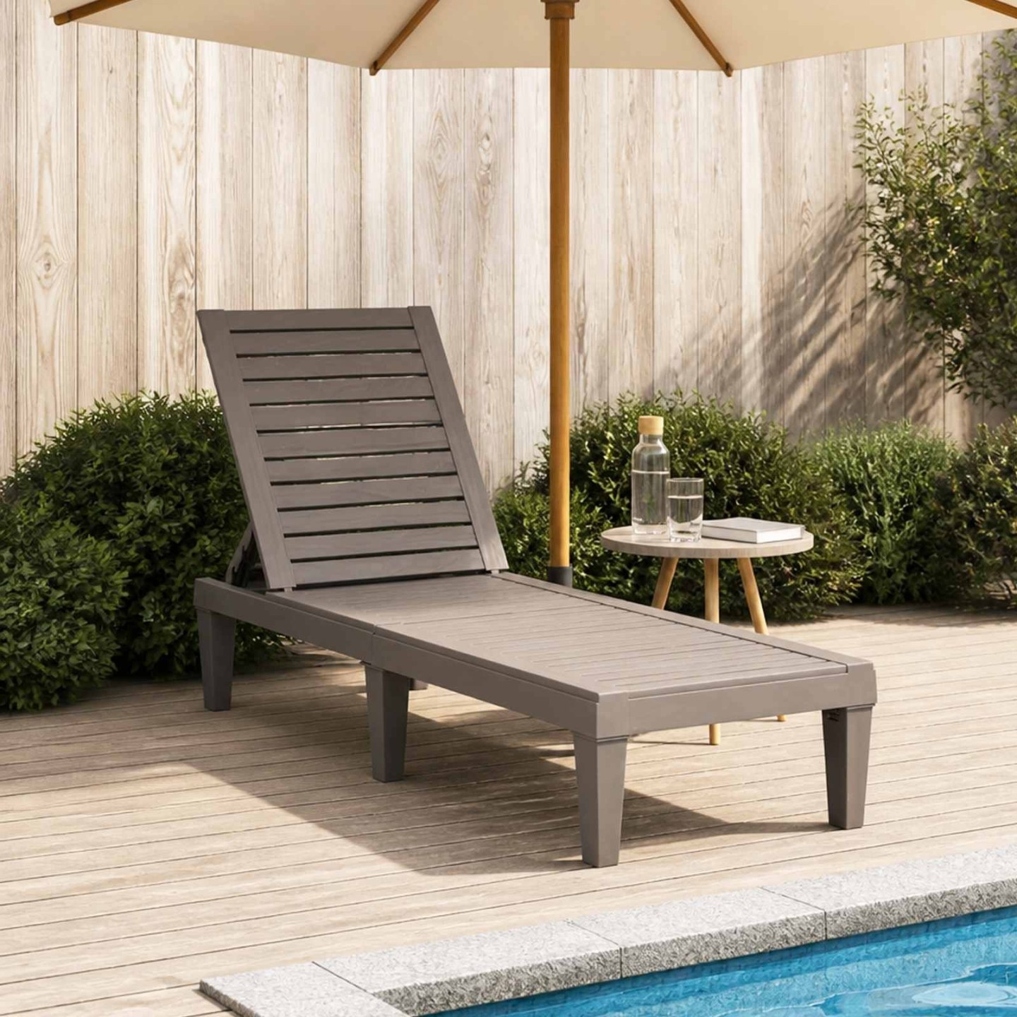 Chaise longue marron clair 155x58x83 cm polypropylène