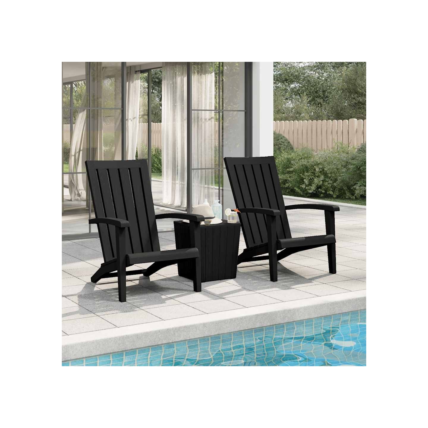 Chaises de jardin Adirondack lot de 2 noir polypropylène