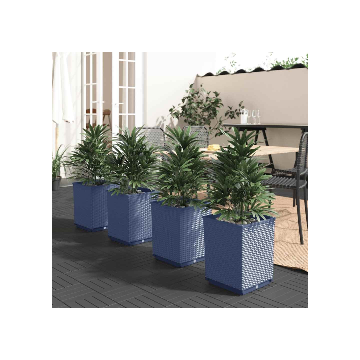 Jardinières 4 pcs bleu gris 30x30x37 cm polypropylène