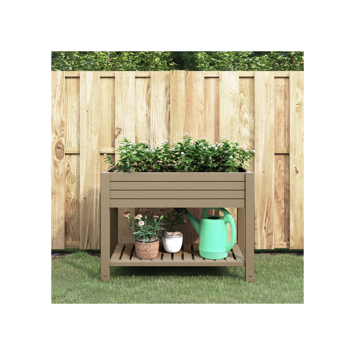 Lit surélevé de jardin marron clair 110x45x79 cm polypropylène