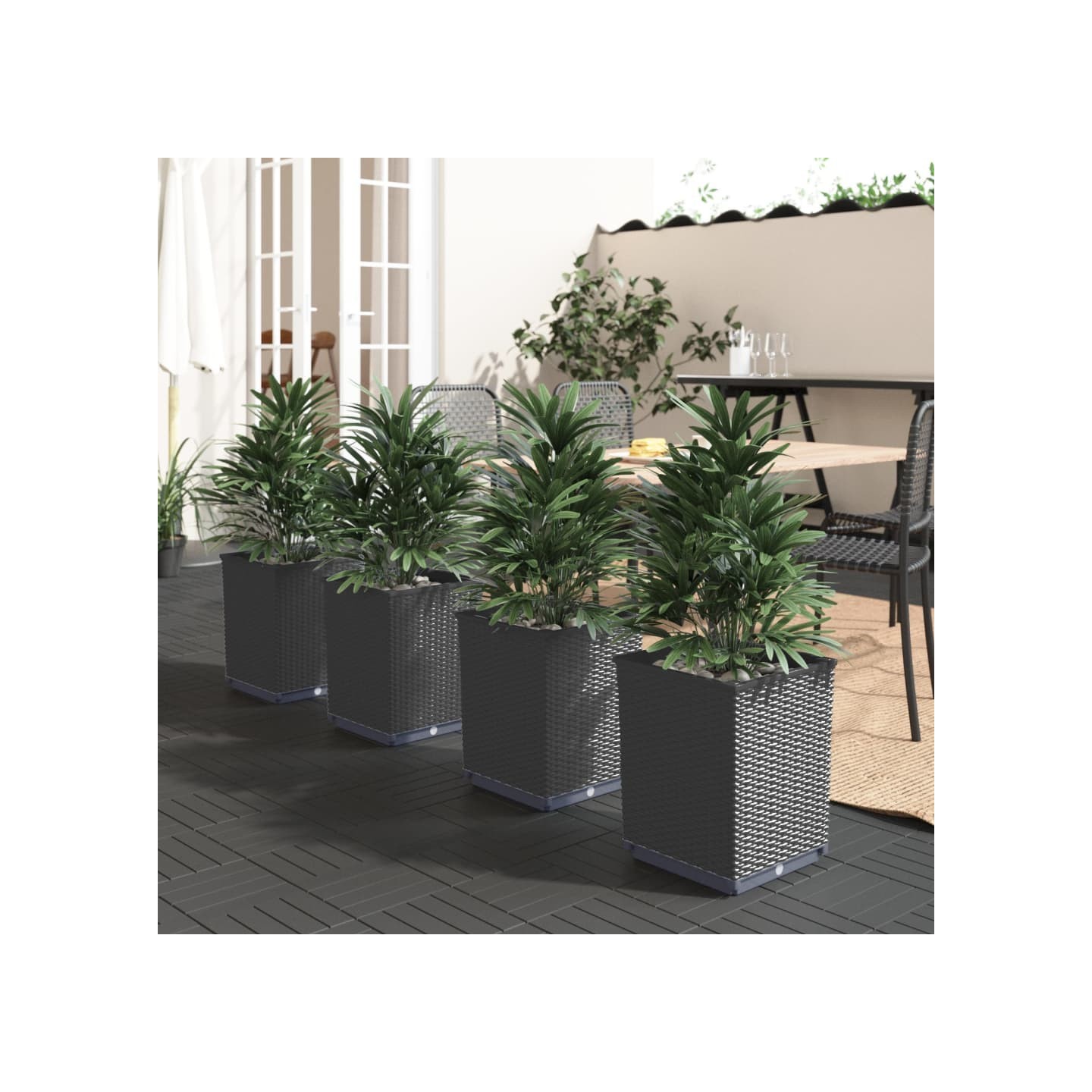 Jardinières 4 pcs noir 30x30x37 cm polypropylène