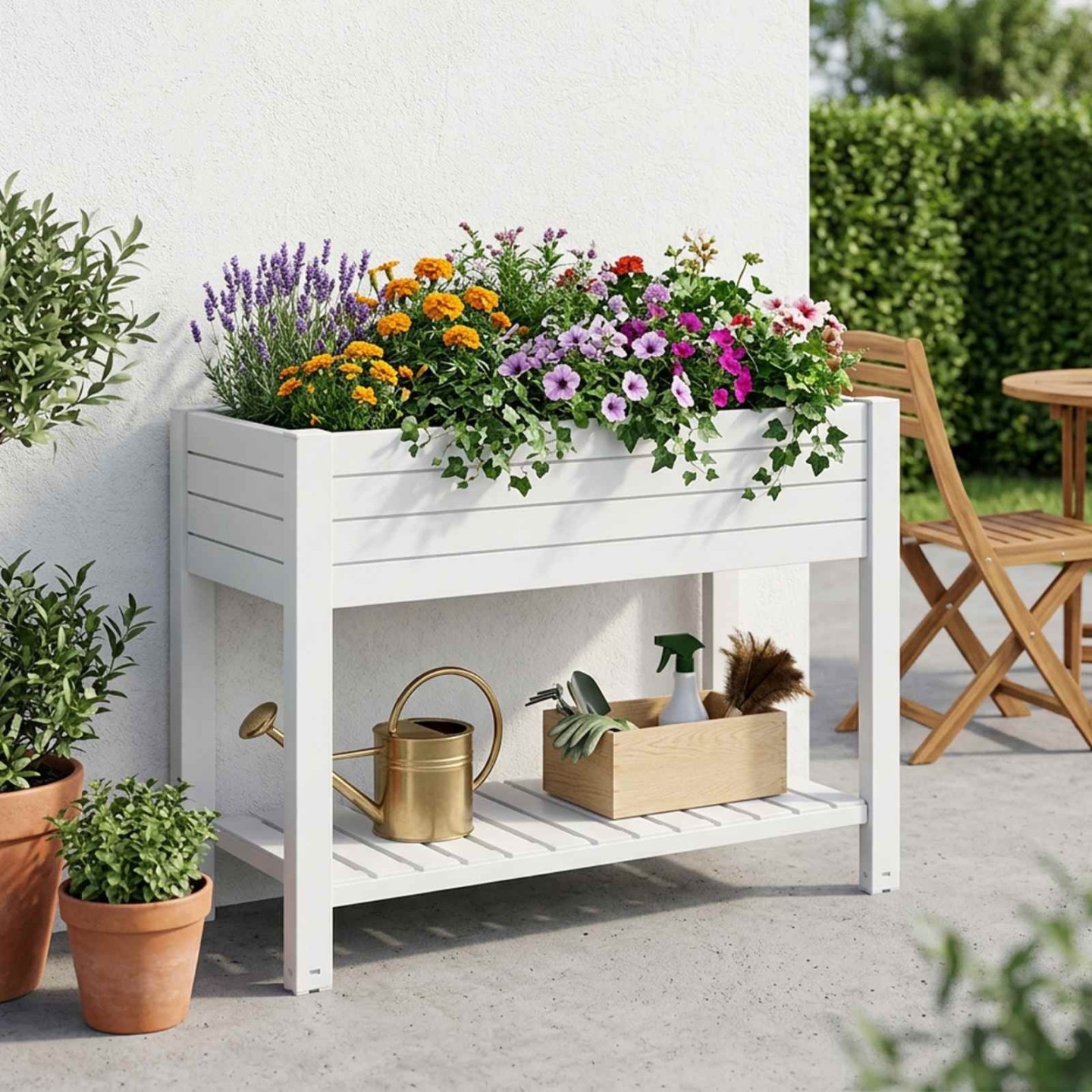 Lit surélevé de jardin blanc 110x45x79 cm polypropylène
