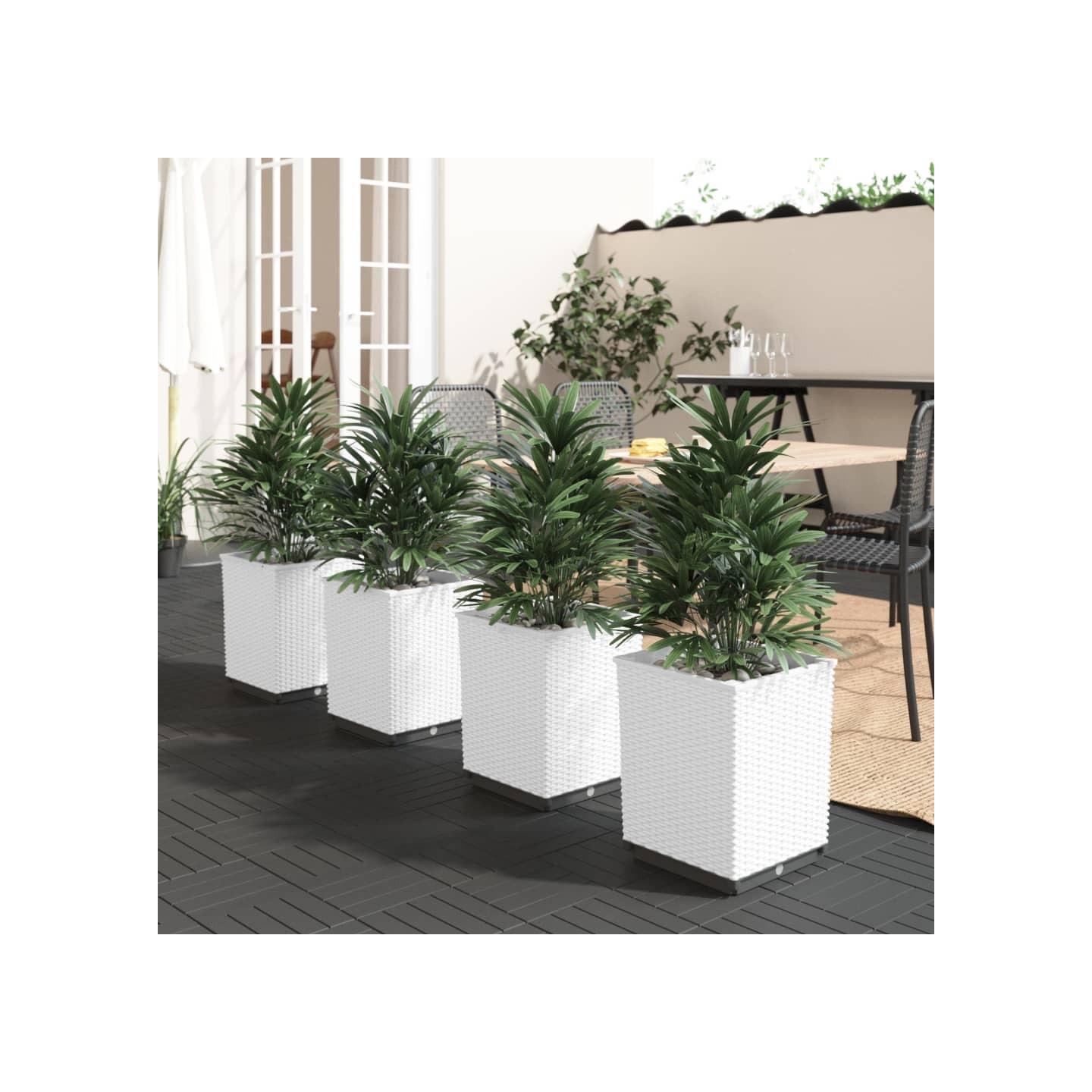 Jardinières 4 pcs blanc 30x30x37 cm polypropylène