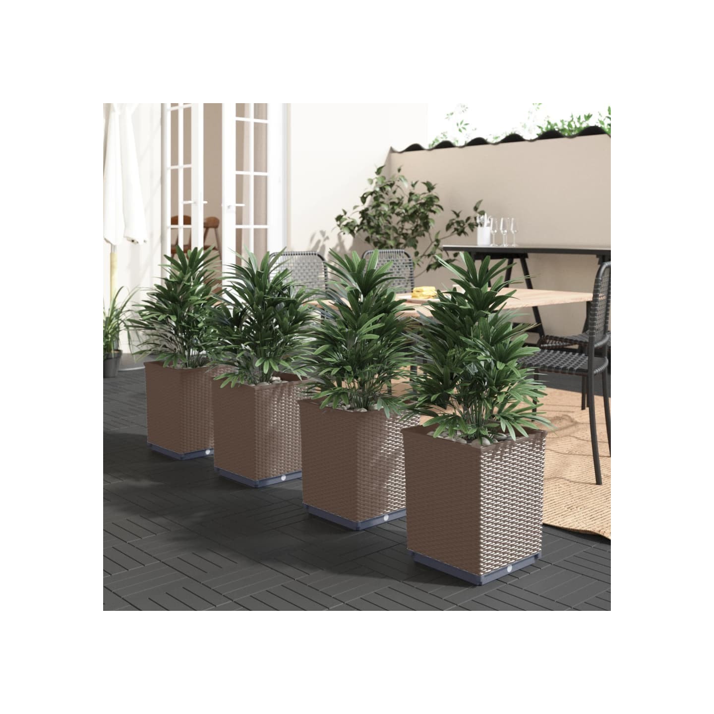 Jardinières 4 pcs marron 30x30x37 cm polypropylène