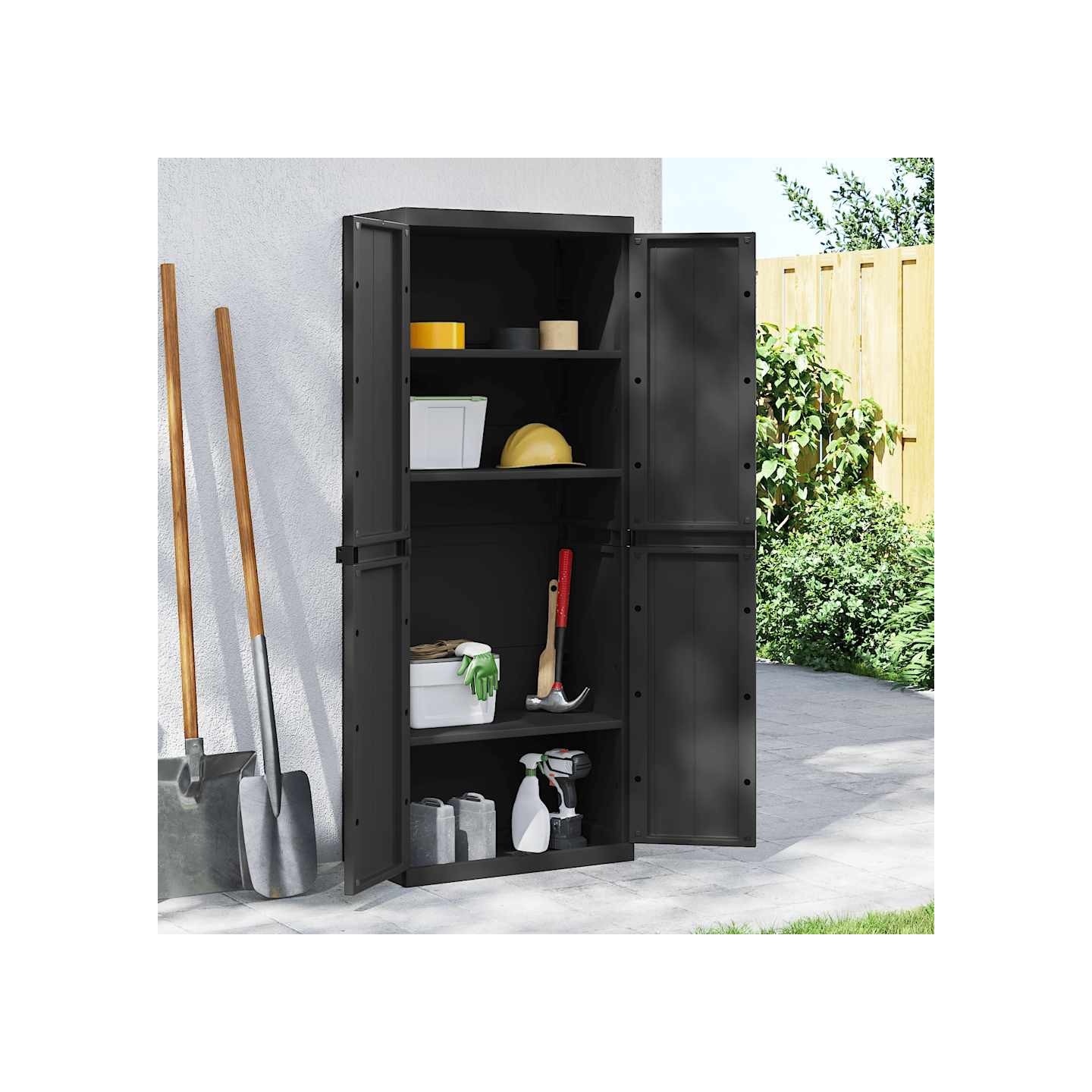 Armoire de rangement d'extérieur noir 65x37x165 cm PP
