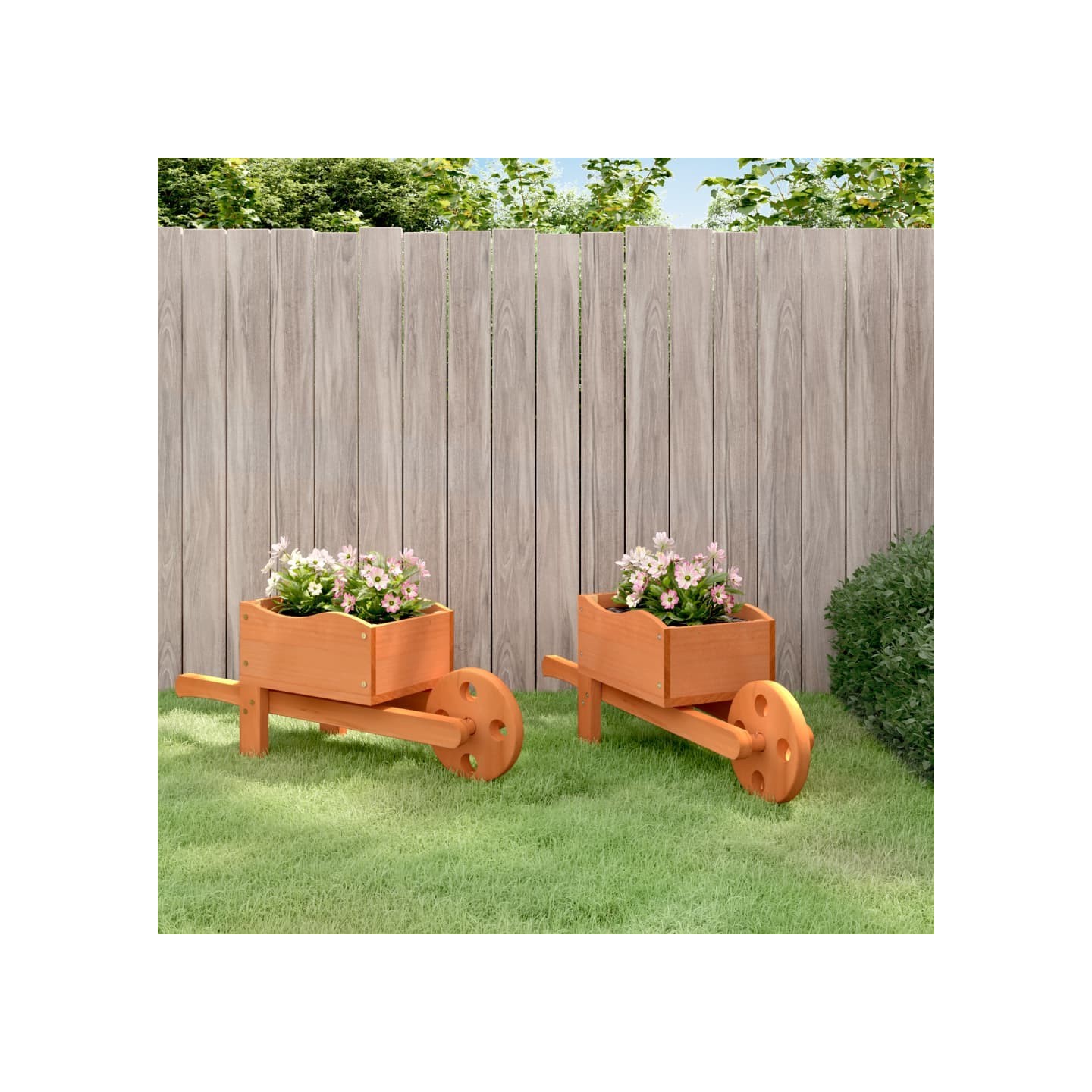 Jardinières brouette 2 pcs 47x15x19 cm bois de sapin massif