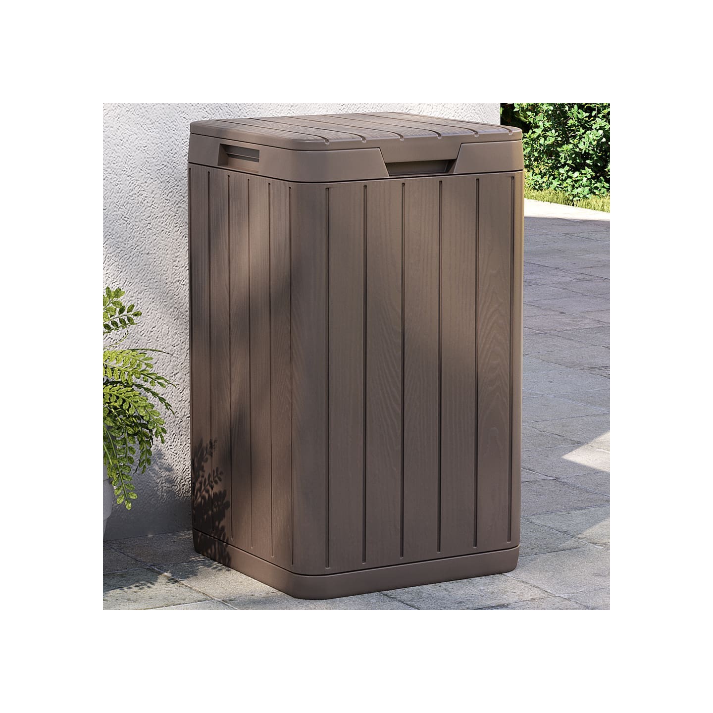 Poubelle d'extérieur marron 38x38x65 cm PP