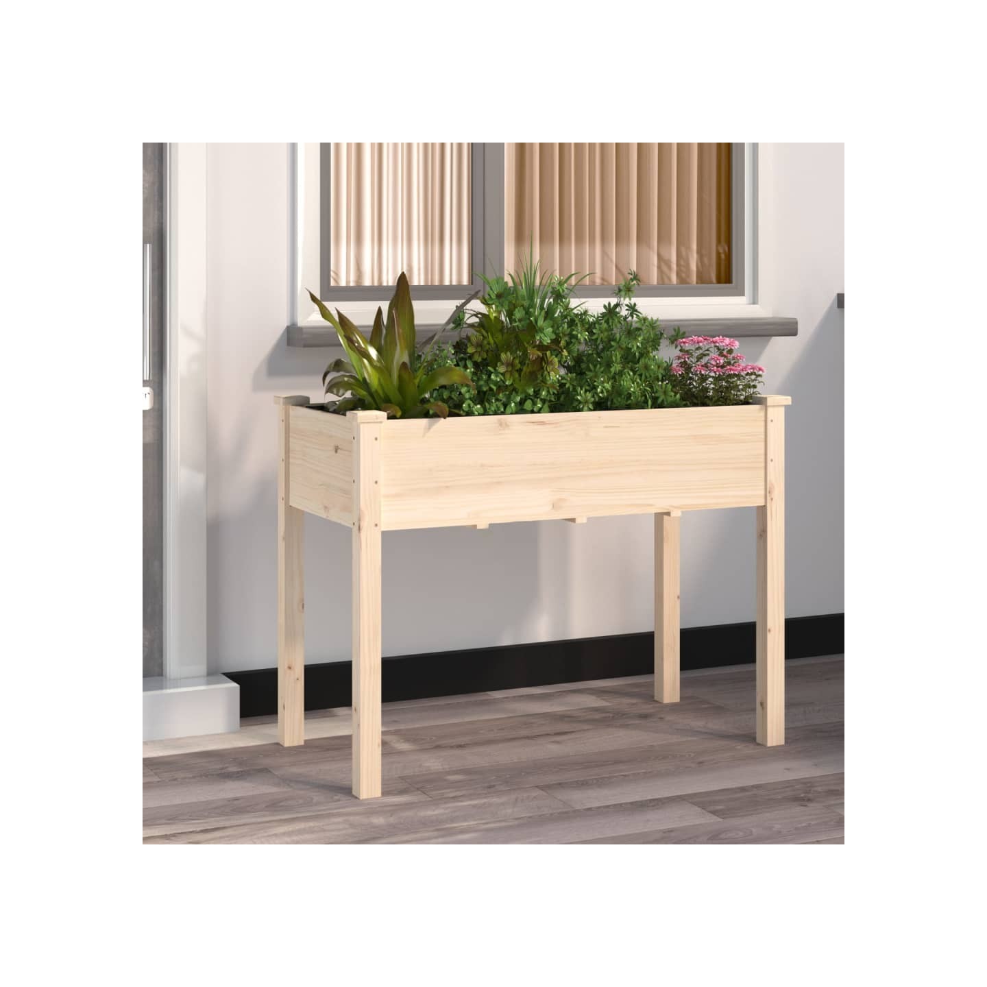 Jardinière avec doublure 118x59x76 cm bois massif de sapin