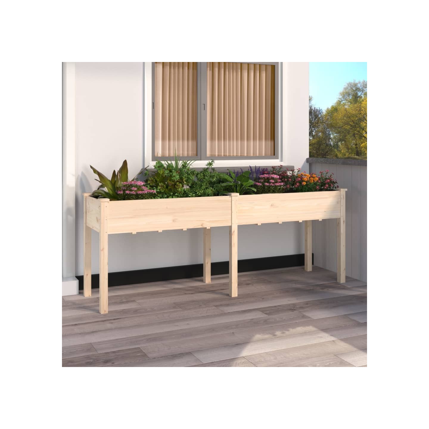 Jardinière avec doublure 203x53x76 cm bois massif de sapin